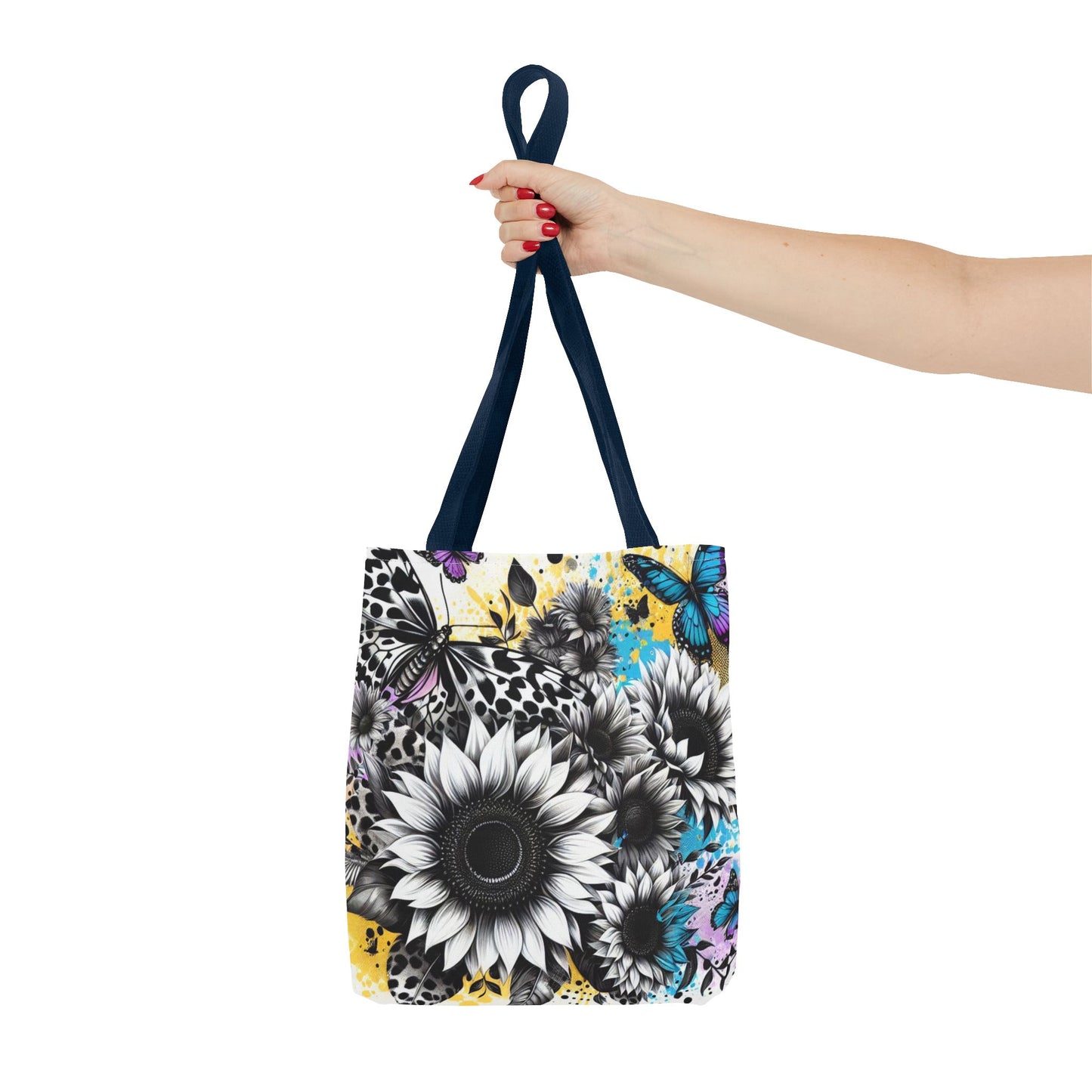 Sunflower & Butterflies Tote Bag — Color Splash Floral All-Over Print