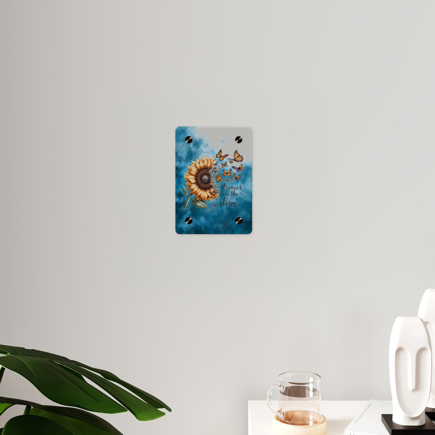 Inspirational Sunflower Acrylic Wall Art Panel - "Stronger Than The Storm"