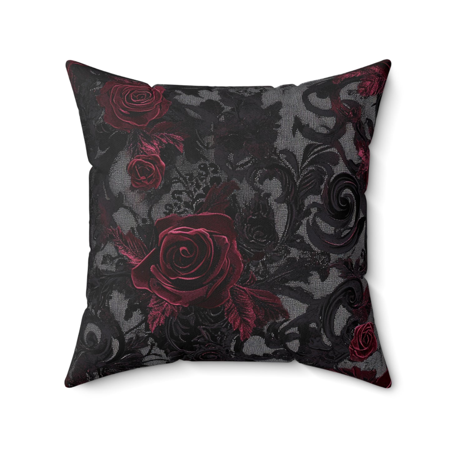 Gothic Rose Decorative Pillow - Black Floral Vintage Home Decor Gift