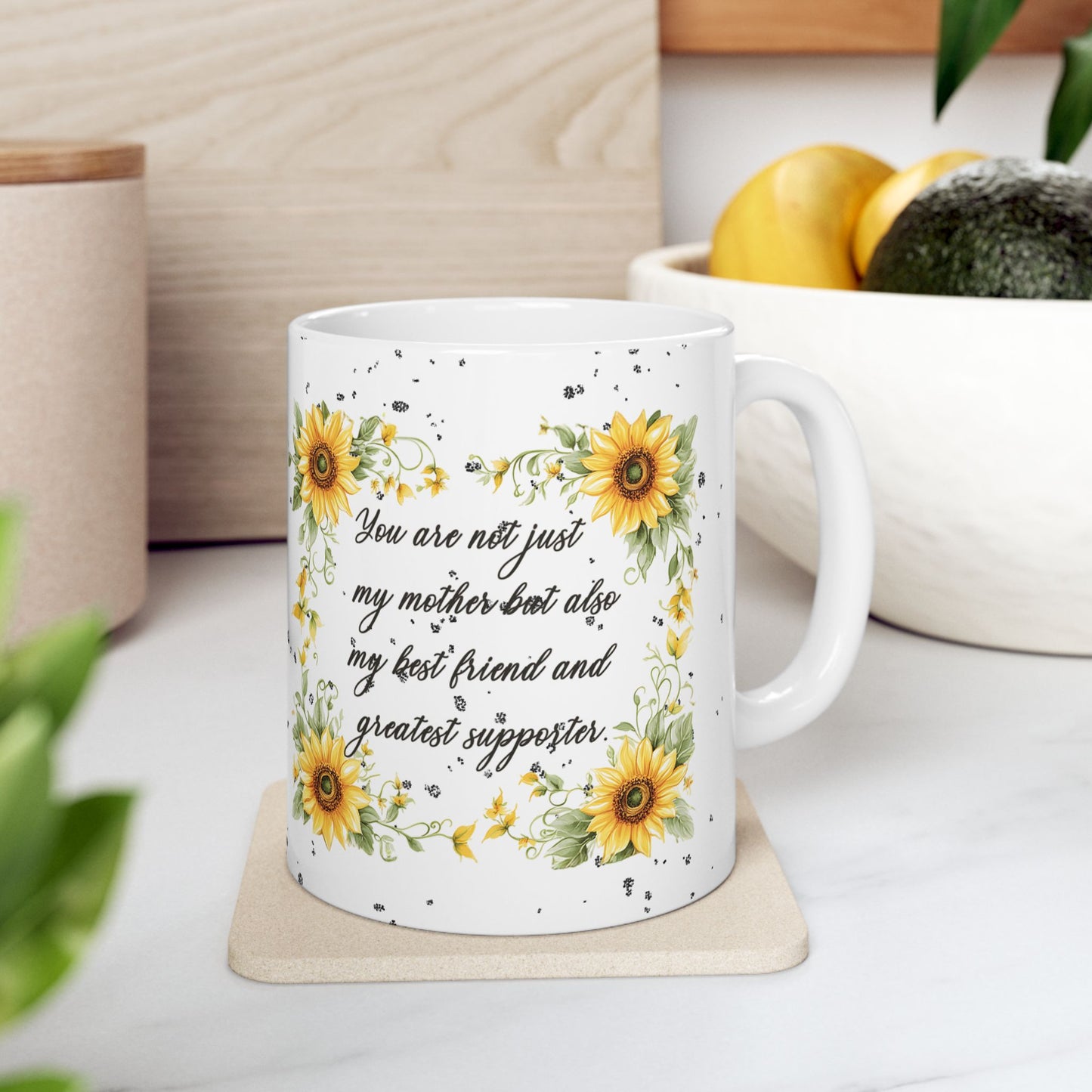 Sunflower Mom Ceramic Coffee Mug - Inspirational Mother's Day Gift Idea or Any Occasion (11oz, 15oz)