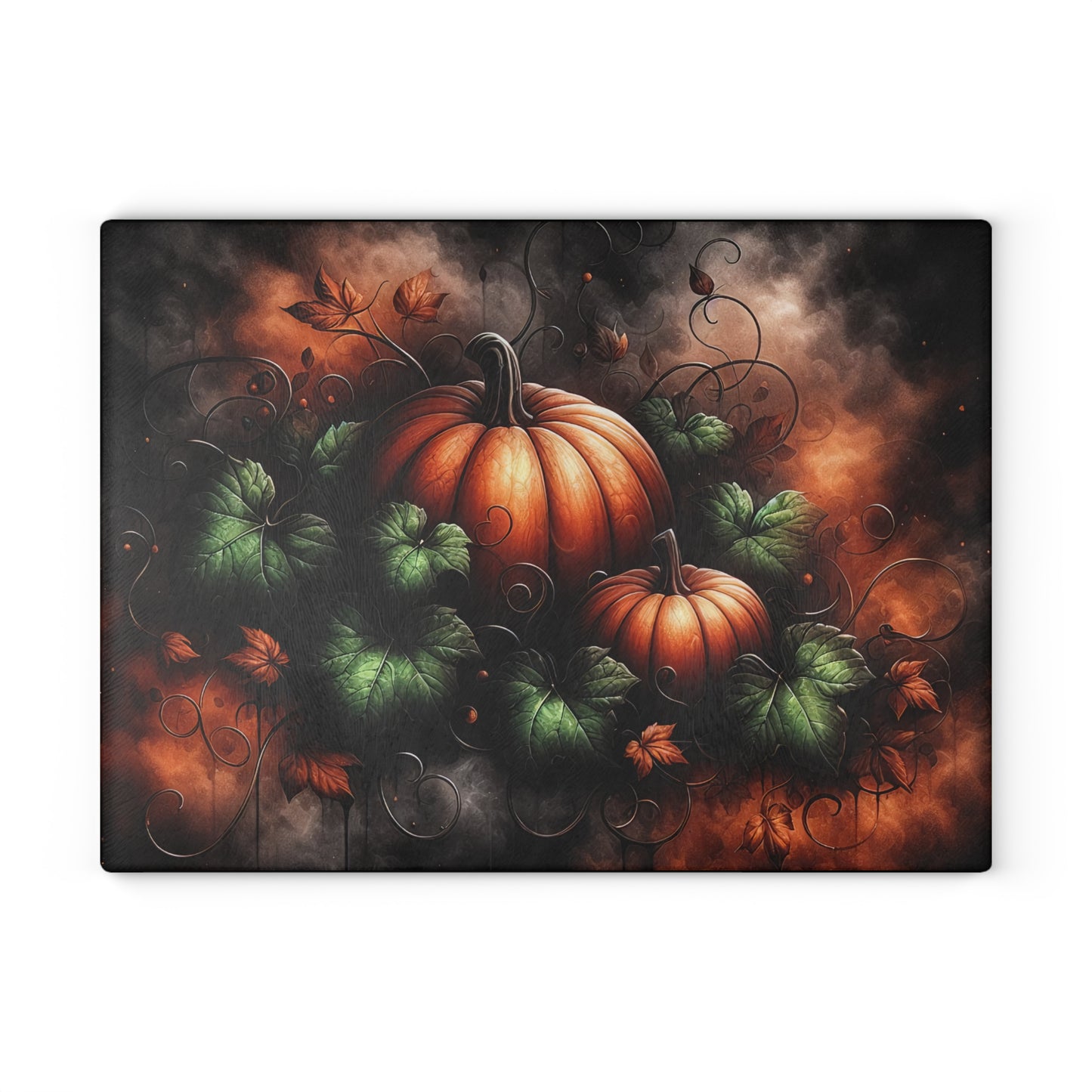 Autumn Pumpkins Glass Cutting Board