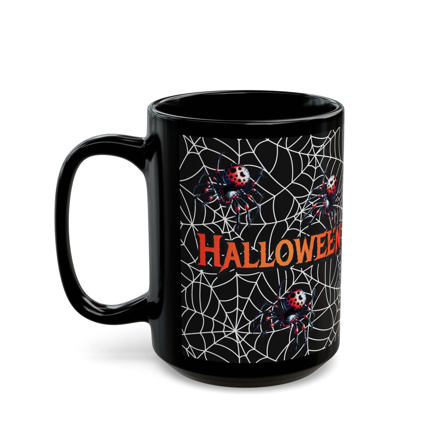 Halloween Spider Mug, Spooky Coffee Cup, Black Mug for Halloween, Halloween Decor, Fun Gift for Halloween Lovers, Unique Drinkware