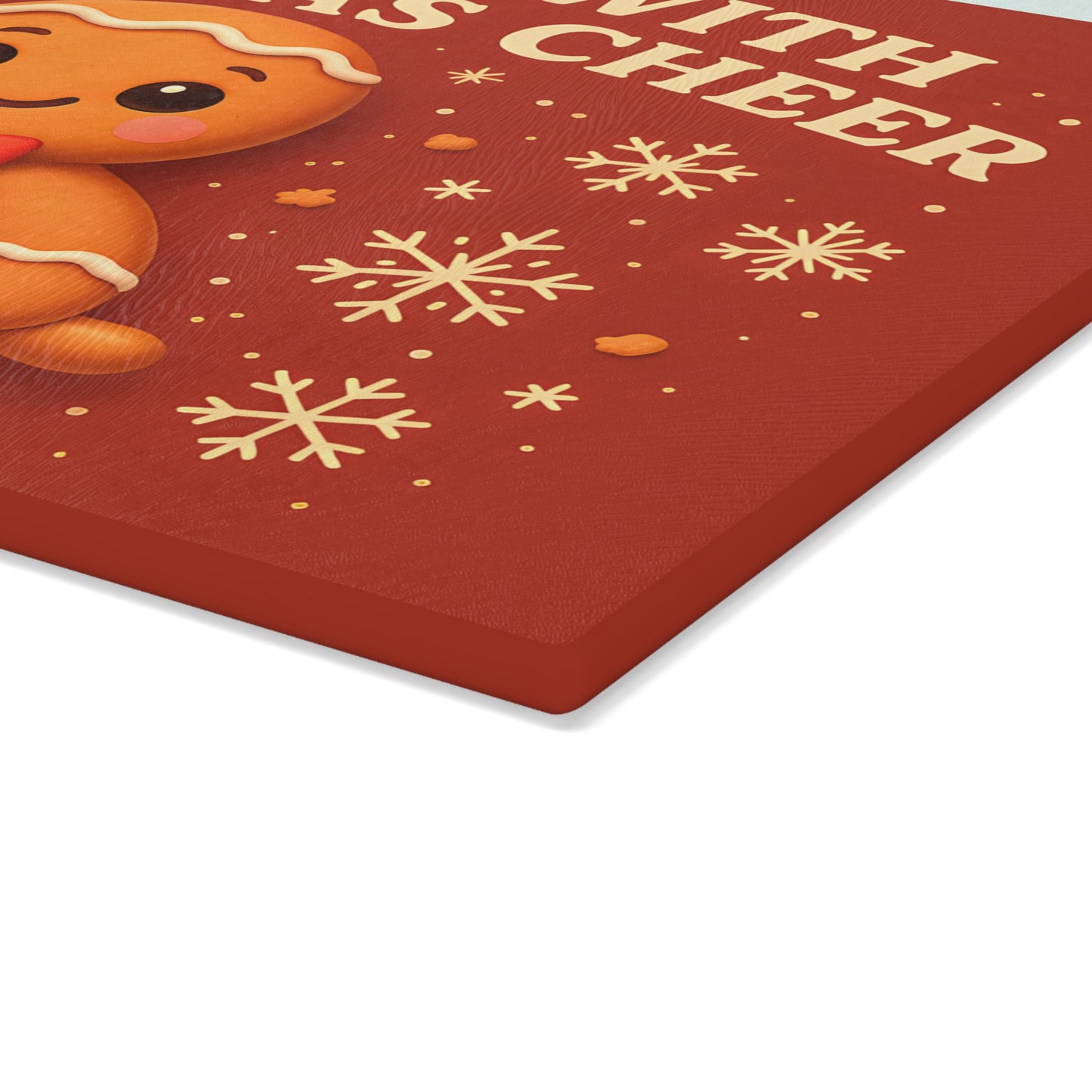 Gingerbread Christmas Glass Cutting Board - Rolling With Cheer