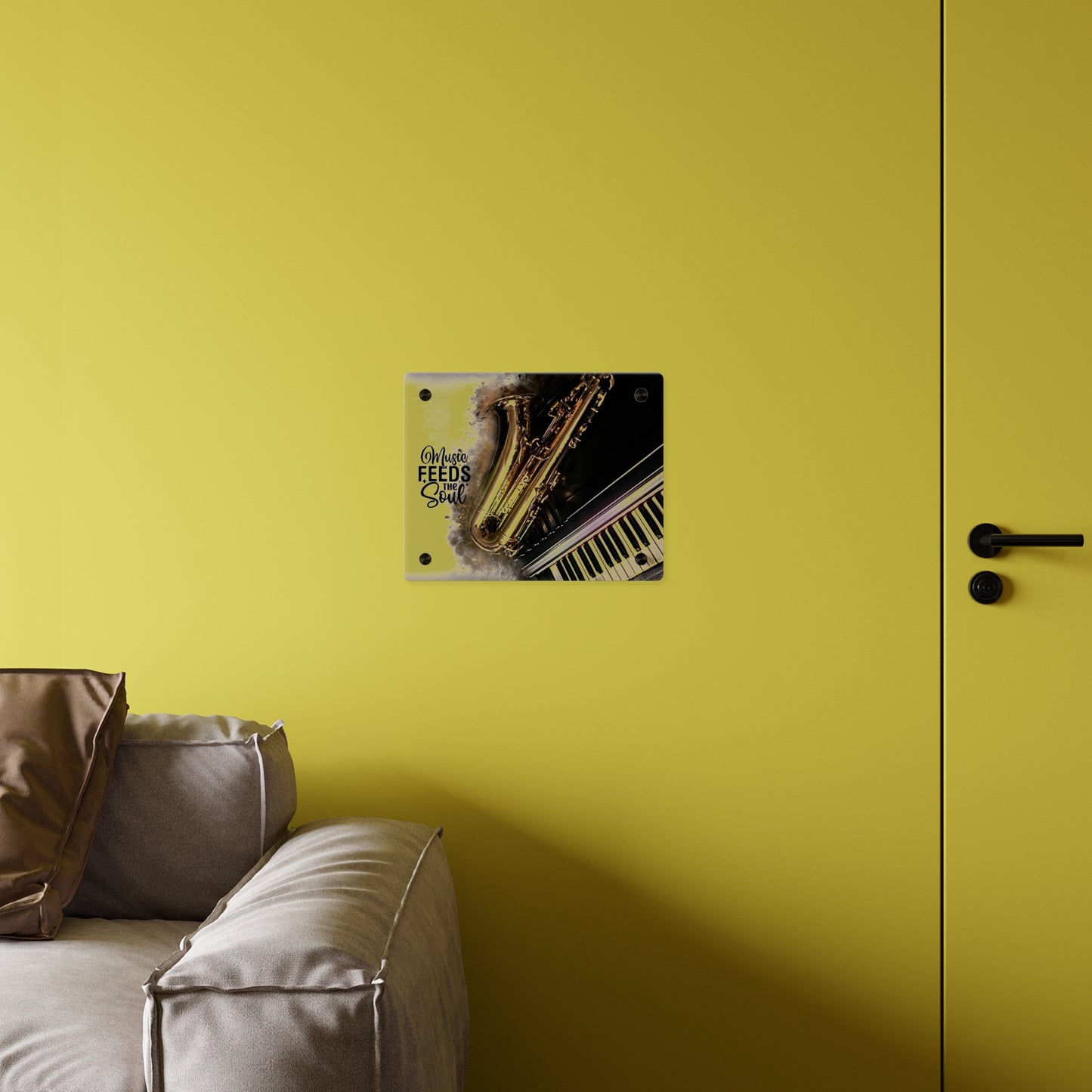 Inspirational Acrylic Wall Art Panel - "Music Feeds the Soul"