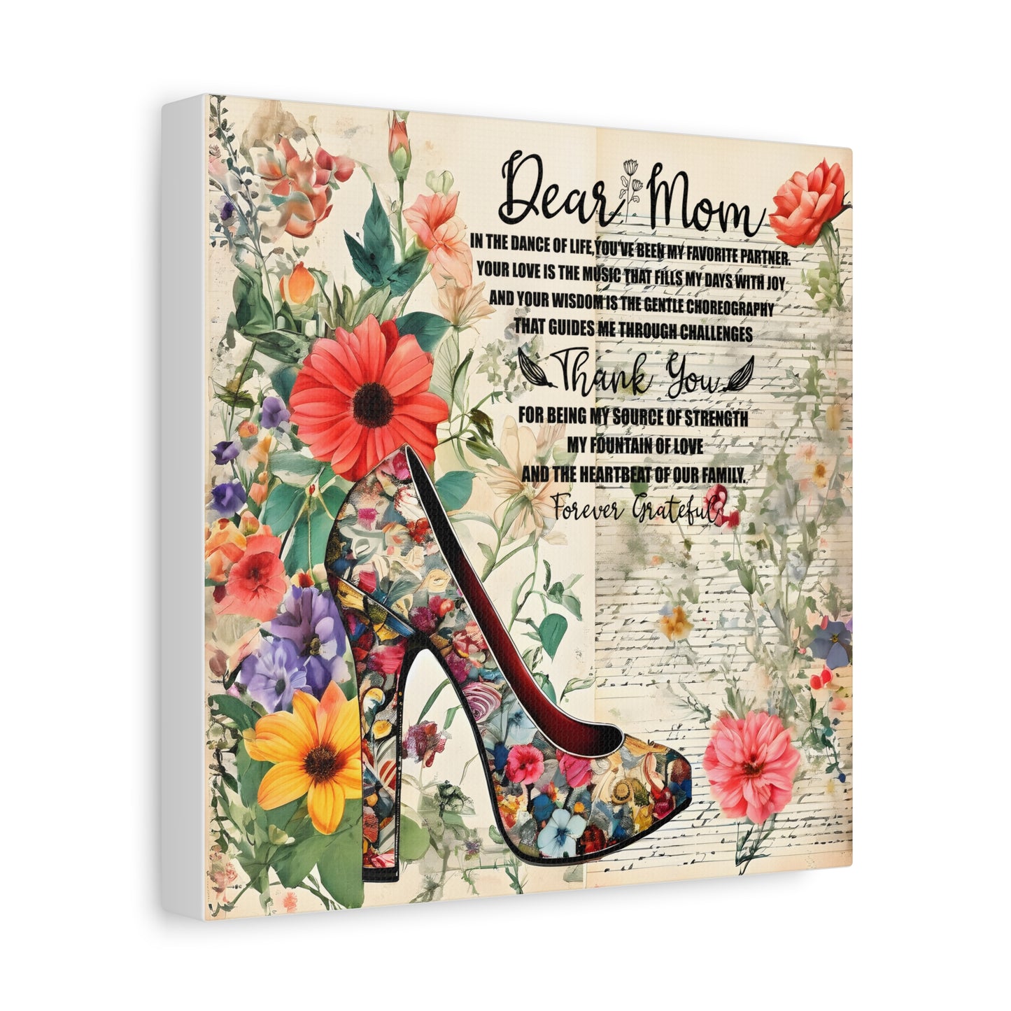 Inspirational Floral Canvas Wall Art for Mom - Perfect Gift for Mother's Day
