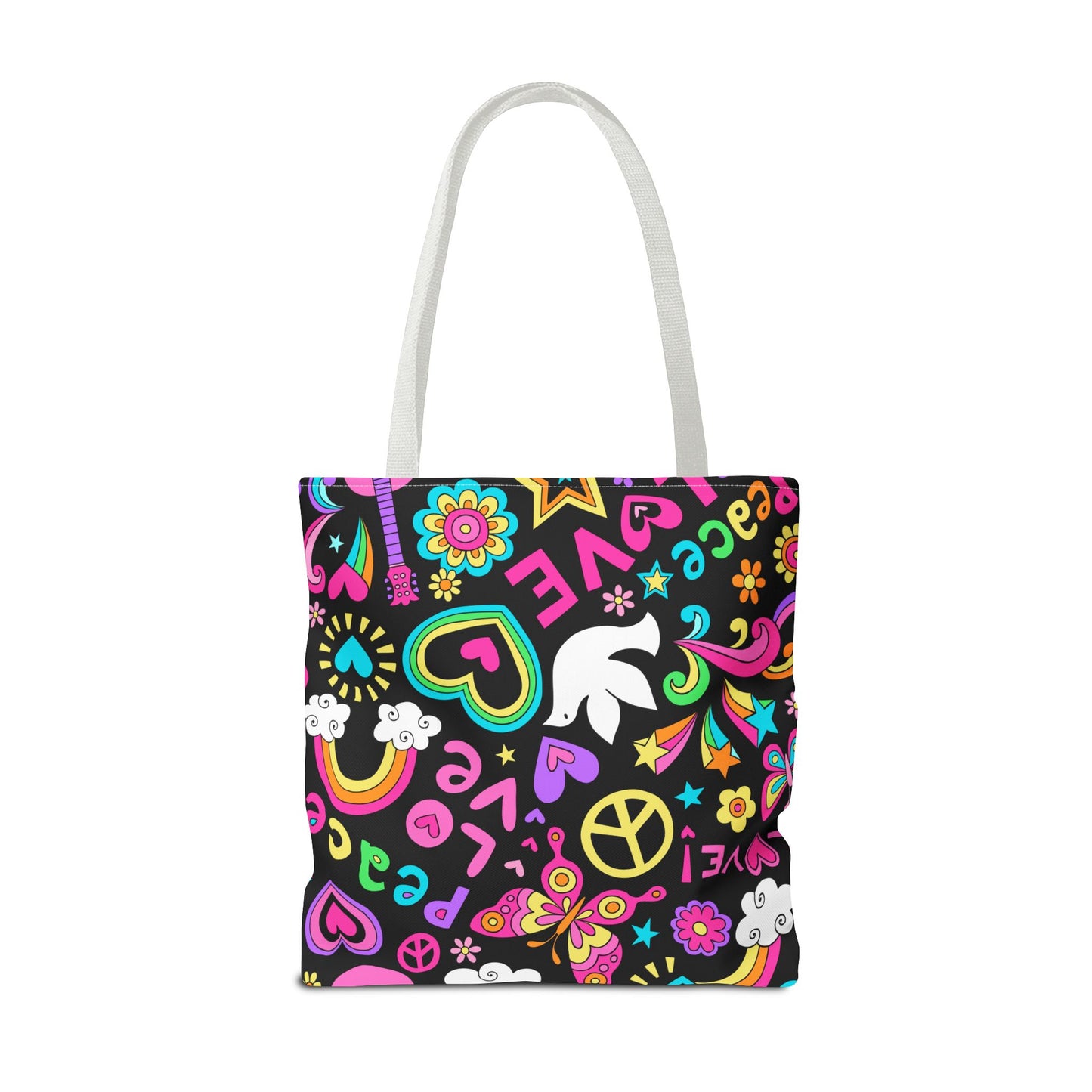 Fashionable Tote Bag (AOP), Stylish, Peace Lovers, Hippie Theme, Great Gift Idea for Birthdays, Holidays or Any Occasion for Anyone