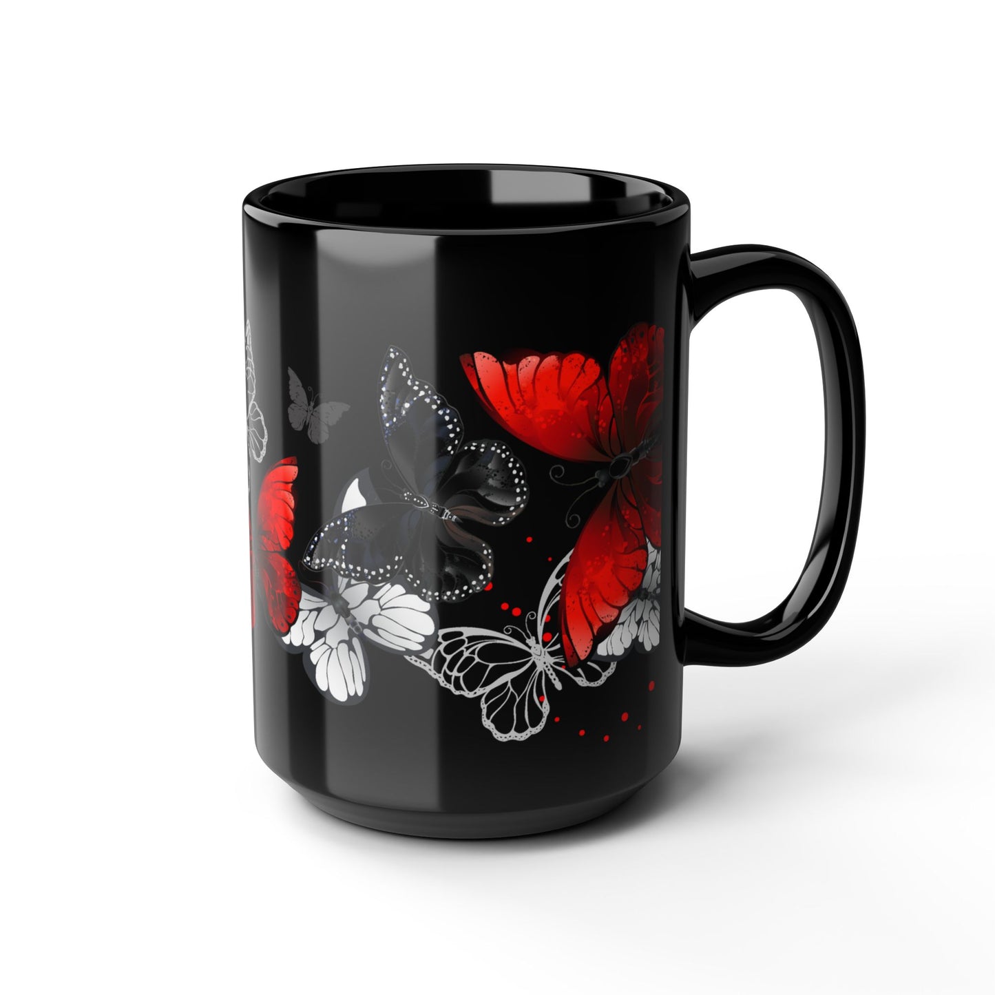 Elegant Butterfly Black Mug - 11oz & 15oz | Perfect Gift for Mothers, Nature Lovers