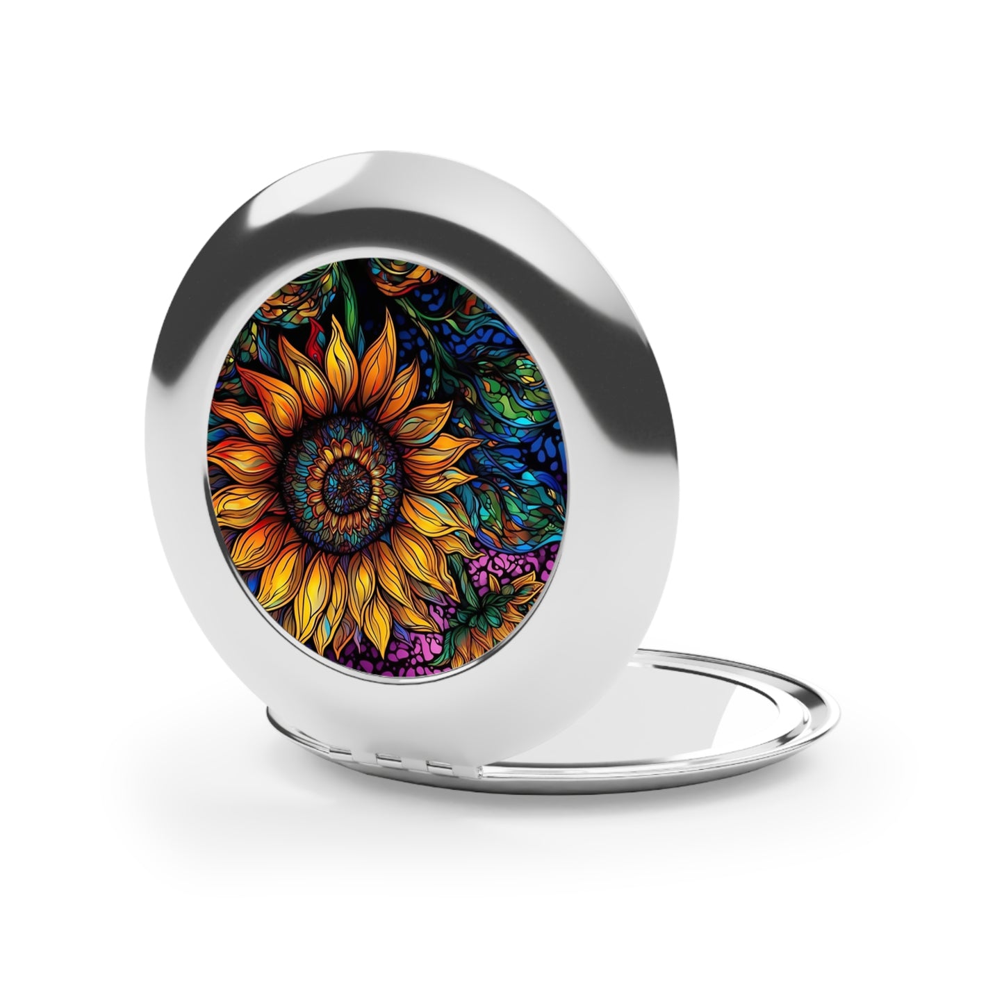 Sunflower Compact Travel Mirror - Vibrant Floral Design