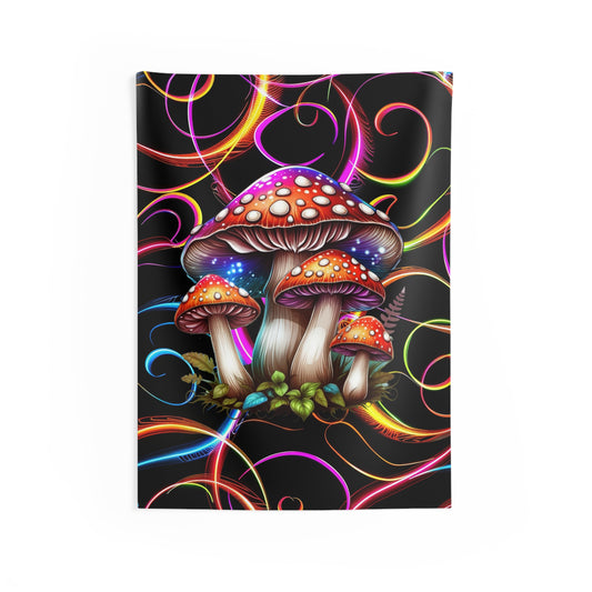 Colorful Mushroom Wall Tapestry - Psychedelic Home Decor, Bohemian Wall Art, Dorm Room, Festival Decor, Nature Inspired