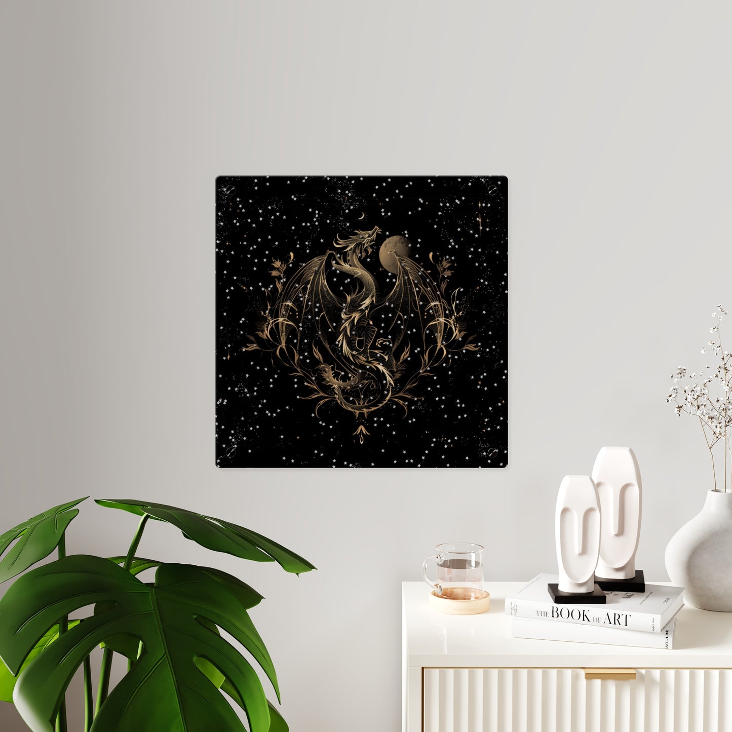 Sleek Dragon Acrylic Wall Art Panel - Celestial Decor for Fantasy Lovers