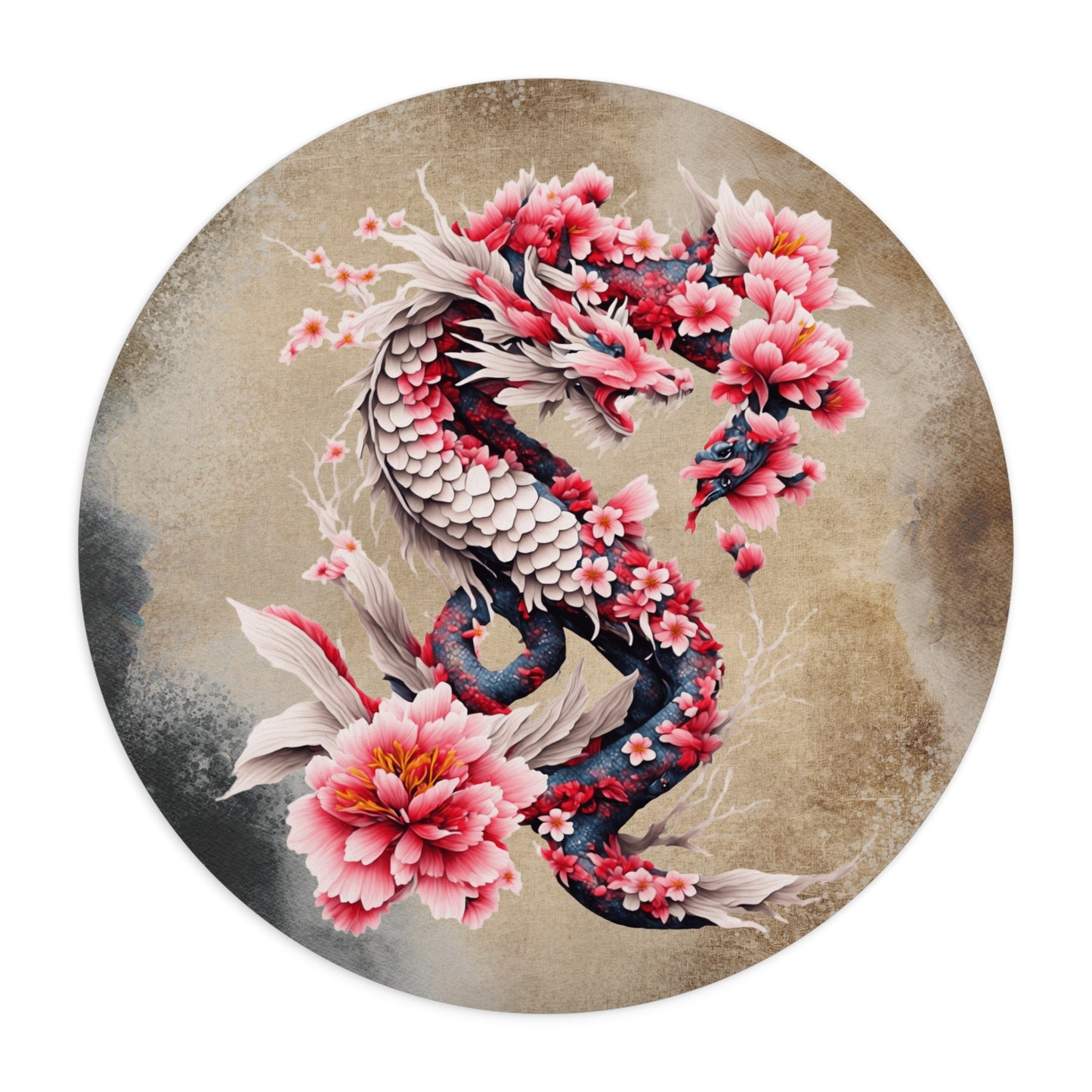 Dragon Floral Art Desk Mouse Pad - Unique Desk Accessory for Home Office