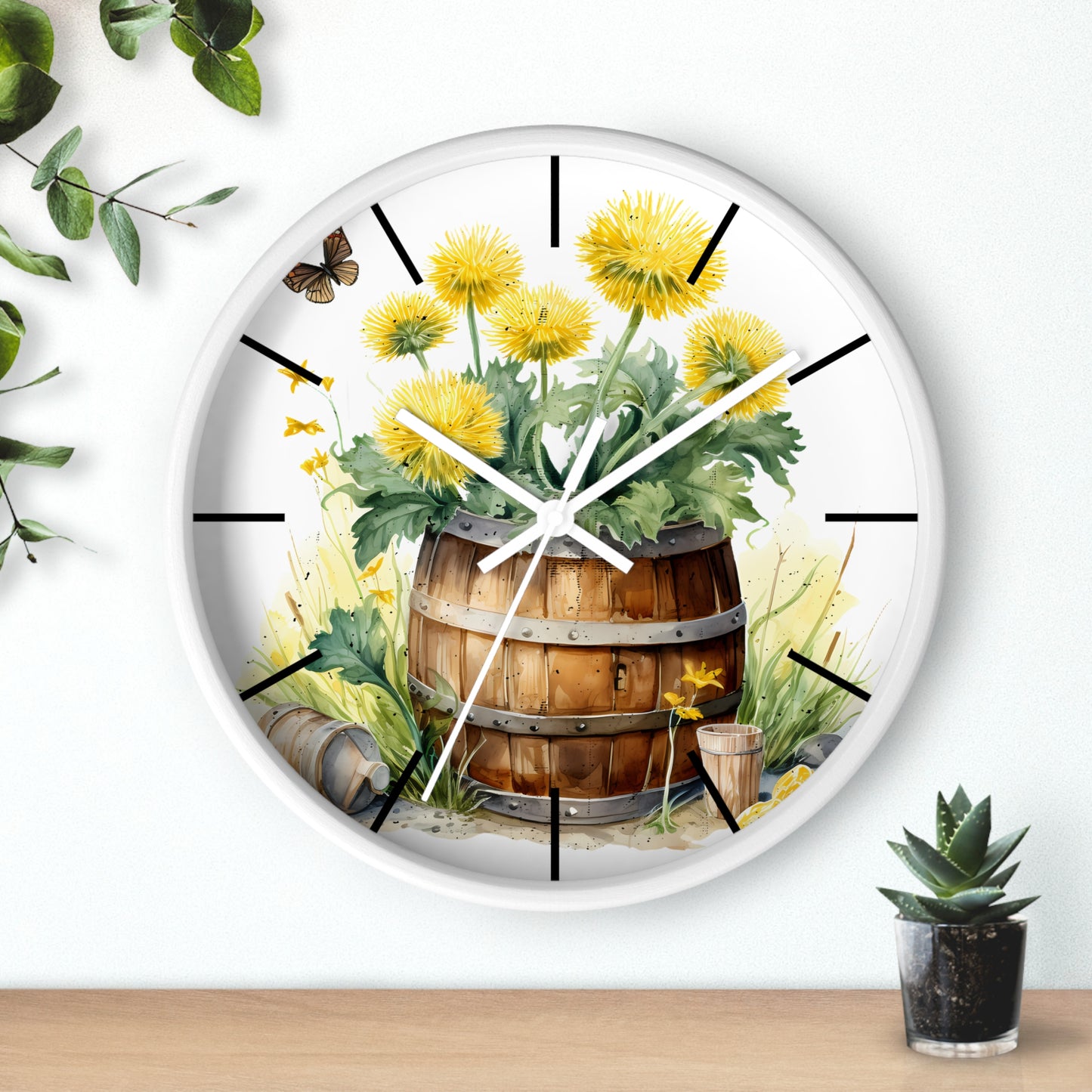 Sunflower Barrel Wall Clock - Farmhouse Country Decor Gift