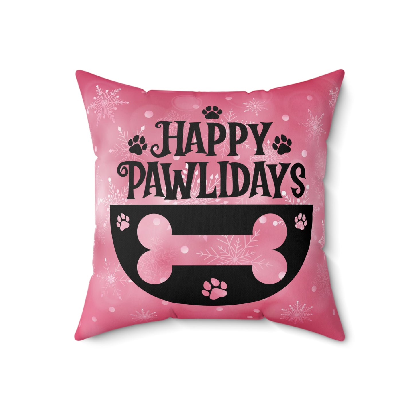 Pet Dog Holiday Theme Spun Polyester Square Pillow, Animal Lovers, Pet Dog Lover's Holiday Decor, Pet Holiday Quote, Decor for Home or Office