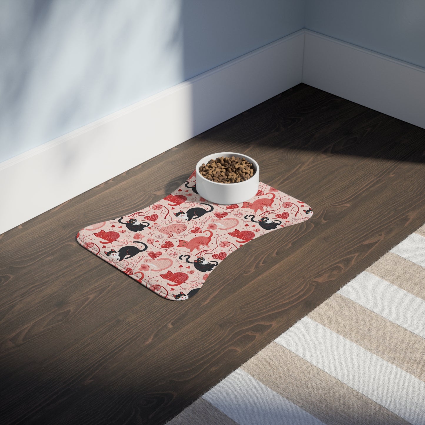 Cute Cat Design Pet Feeding Mats, Animal Lover Gifts, Dog Bowl Mat, Cat Food Dish, Pet Accessories for Home Decor