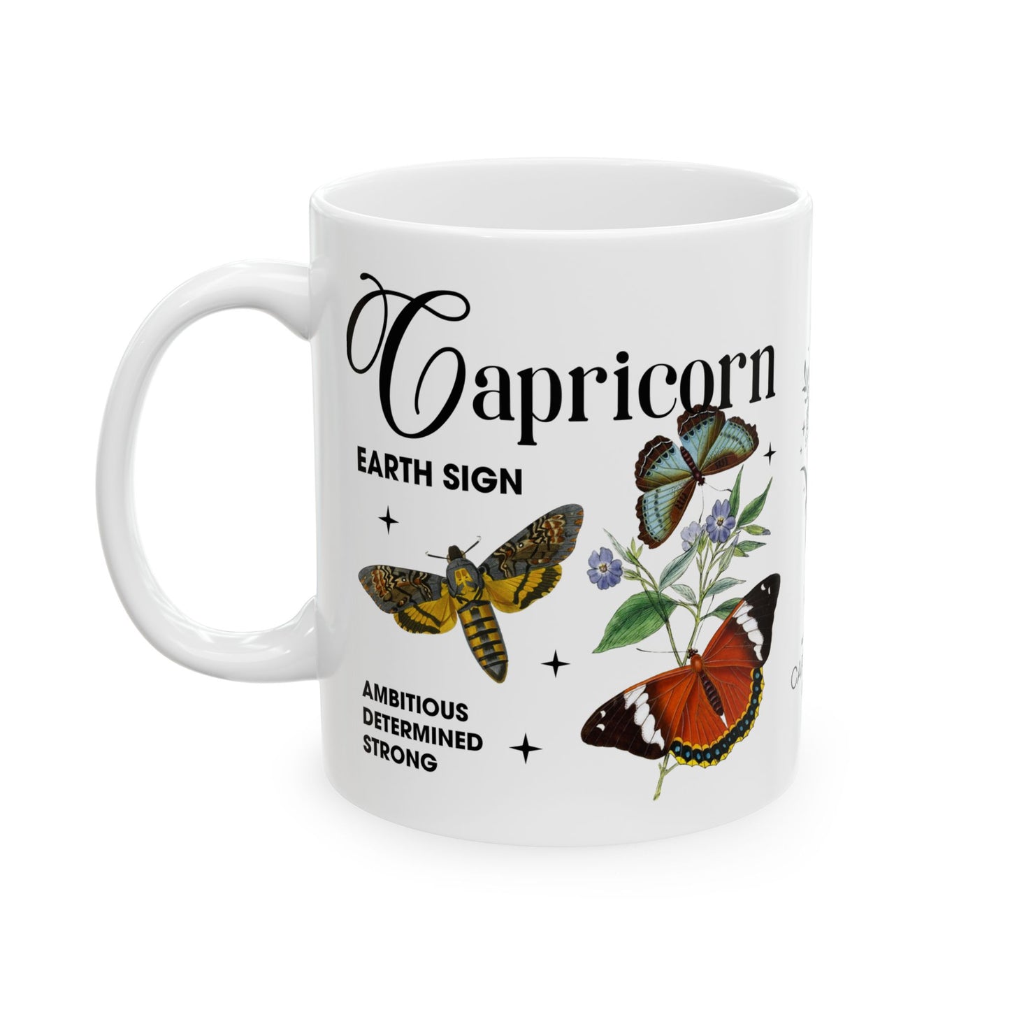 Capricorn Zodiac Floral Ceramic Mug - Horoscope Gift for Astrology Lovers