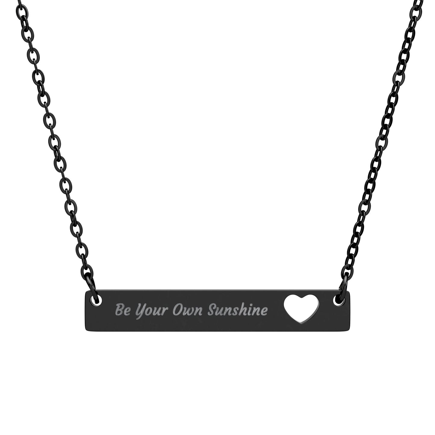 Be Your Own Sunshine Necklace - Heart Cutout Bar Pendant Inspirational Jewelry