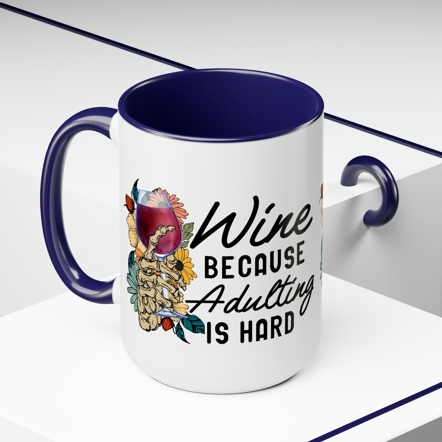 Gothic Theme Two-Tone Coffee Mugs,15oz, Funny Skeleton Humor Quote, Coffee, Tea, Hot Chocolate Lovers, Great Gift Idea for Anyone for Any Occasion