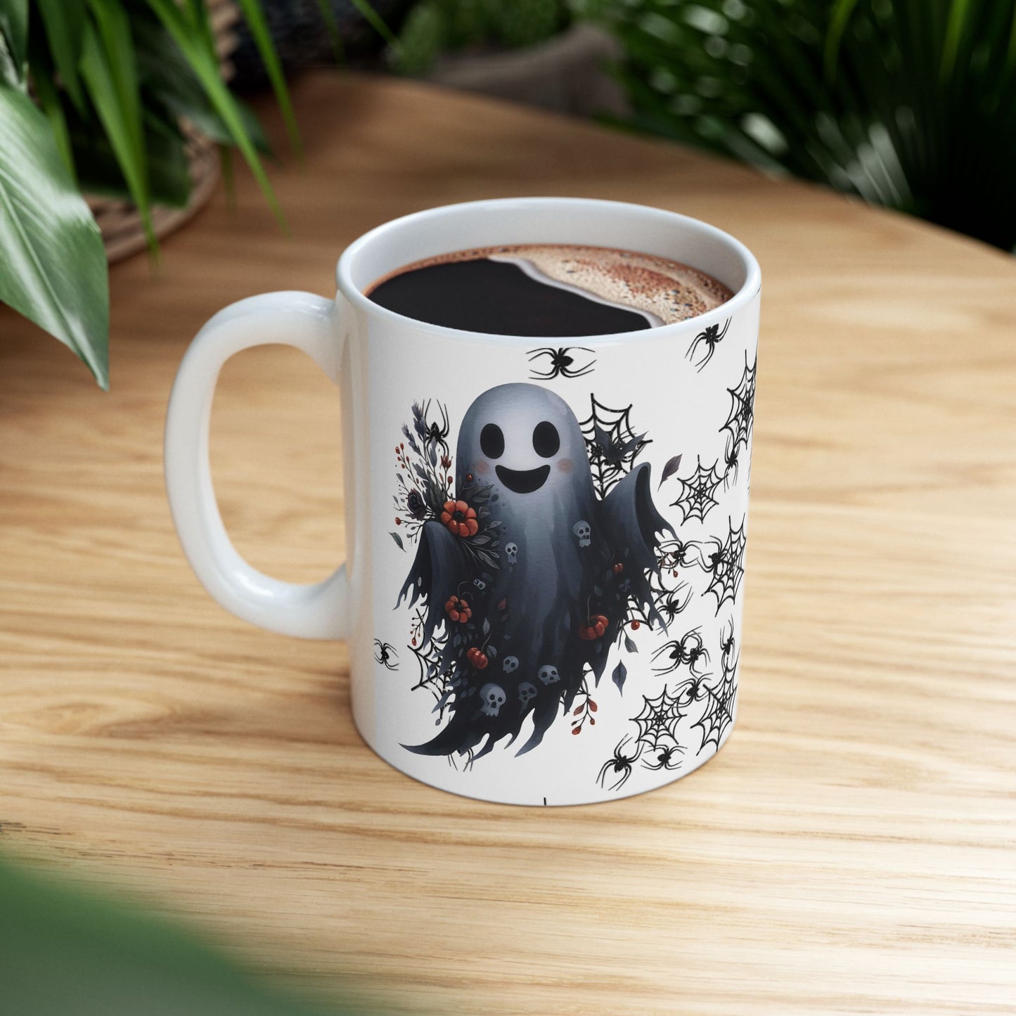 Spooky Cute Ghost Halloween Ceramic Mug, Coffee Cup for Autumn Decor, Gift for Witch Lovers, Tea Mug for Haunting Vibes, 11oz or 15oz Options