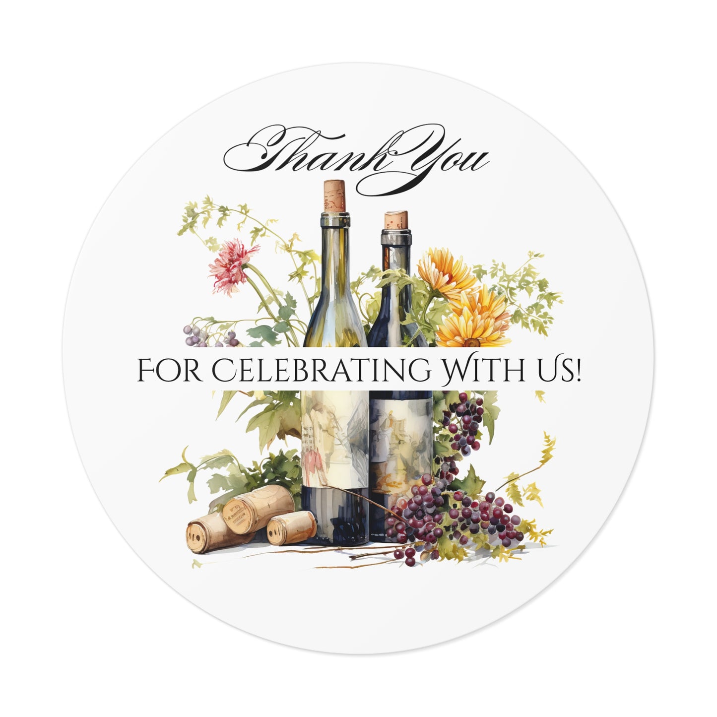 Custom Thank You Vinyl Stickers for Weddings, Party Favors, Engagements, Floral Design, Personalized Name Labels, Celebration Decal