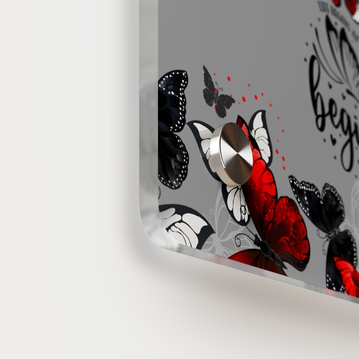 Inspirational Butterfly Acrylic Wall Art Panel - 'Life Begins' Decor