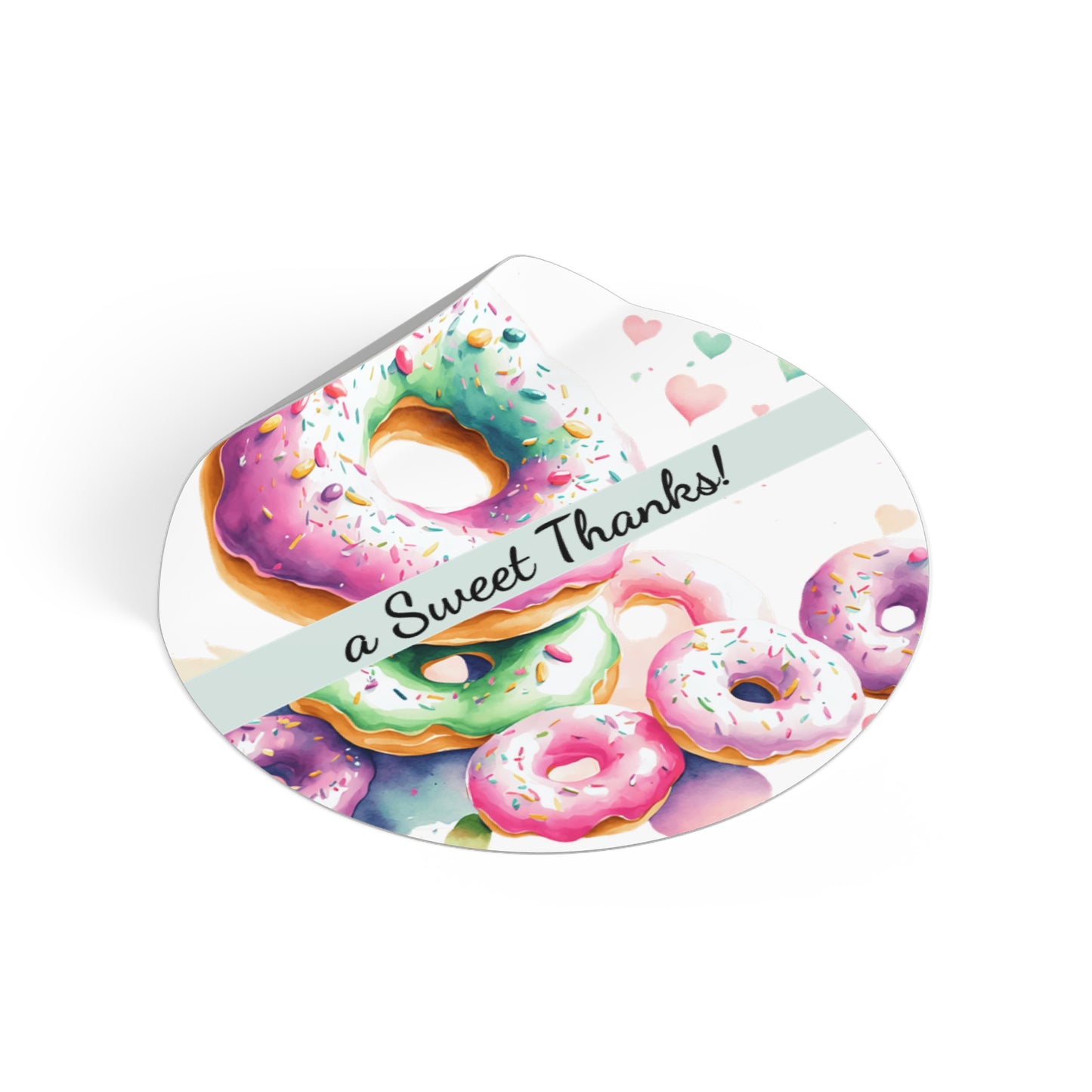 Custom Donut Round Vinyl Stickers | Sweet Thanks, Gift Labels, Party Favors, Wedding Decor, Custom Stickers