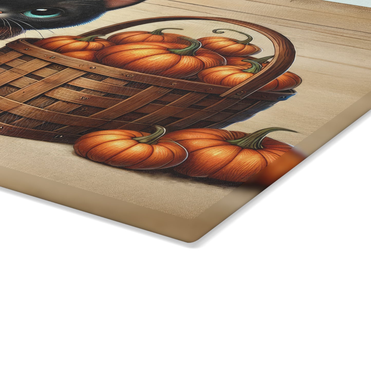 Cute Black Cat Pumpkin Glass Cutting Board - Perfect for Fall Cooking & Home Decor
