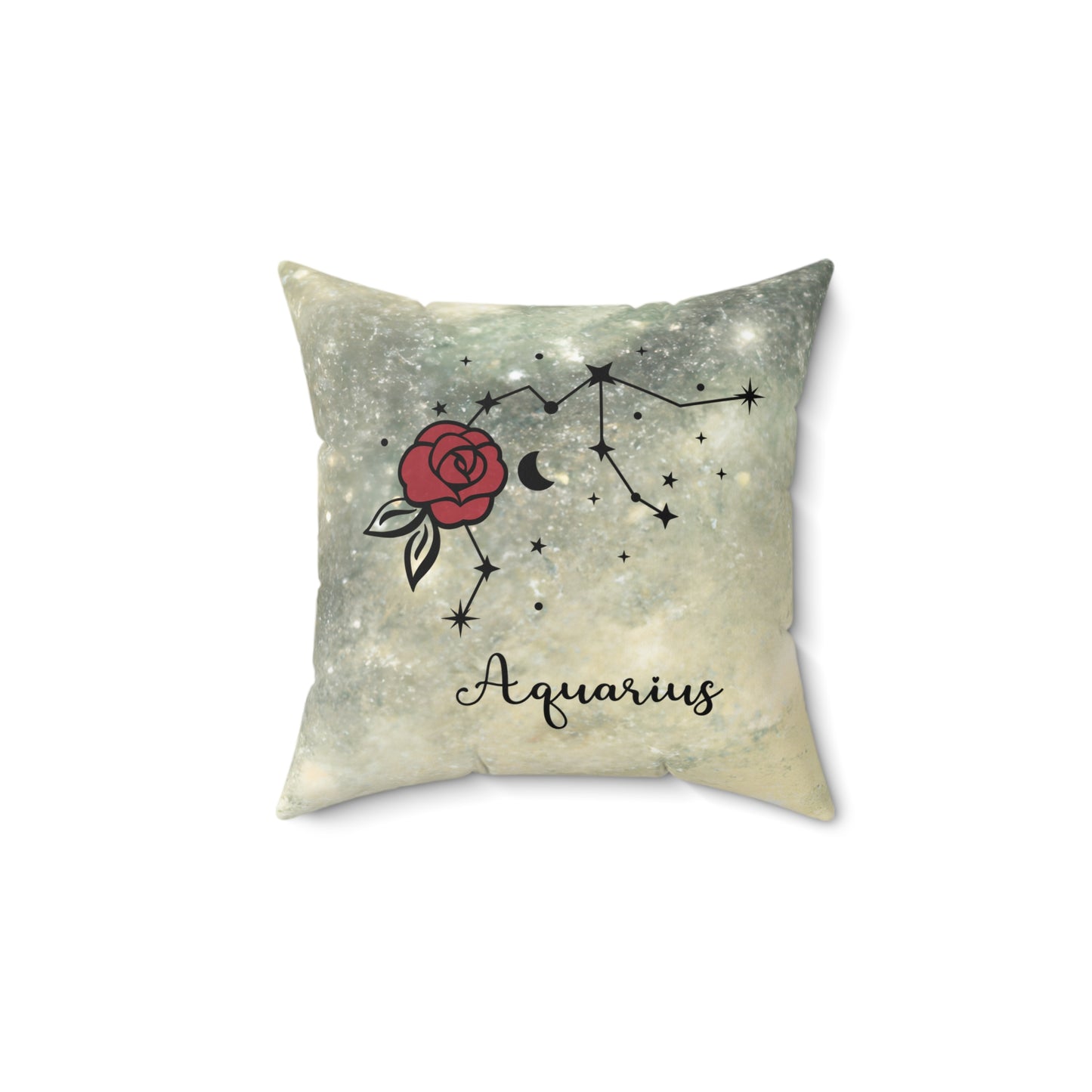 Astrology Rose Pillow - Zodiac Decor for Aquarius, Cosmic Home Accent, Unique Gift, Horoscope Decor, Celestial Cushion