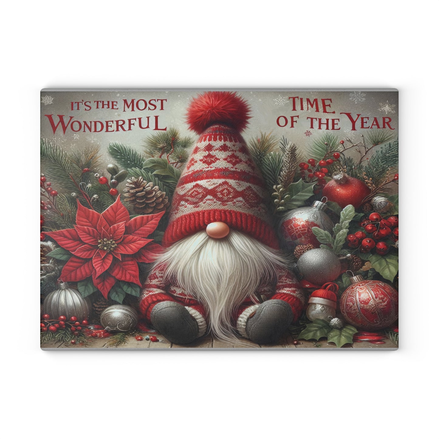 Festive Gnome Glass Cutting Board - Perfect for Holiday Cooking