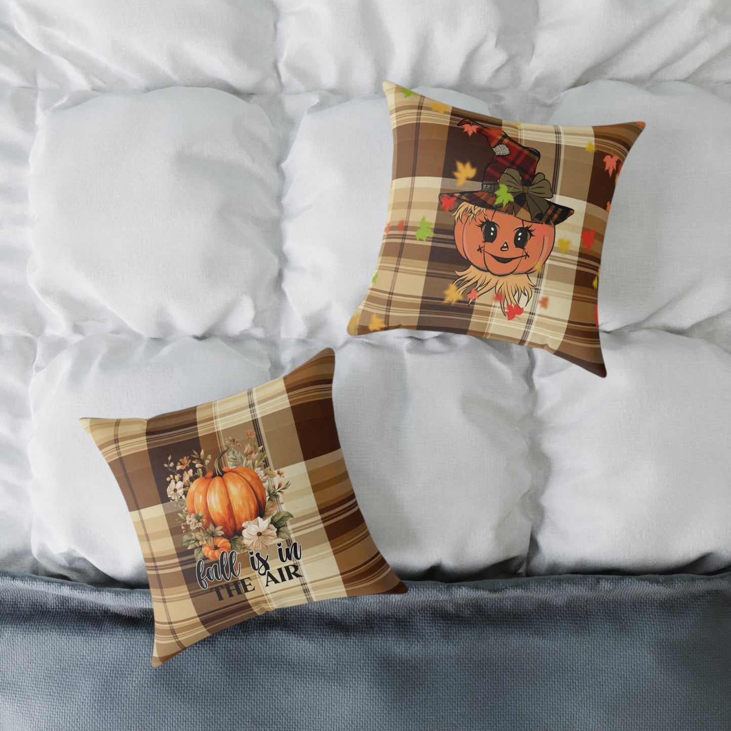 Fall Decor Square Poly Canvas Pillow, Stylish Two-Sided Fall Quote Decor Pillow for Home or Office, Beautiful Accent for Any Room