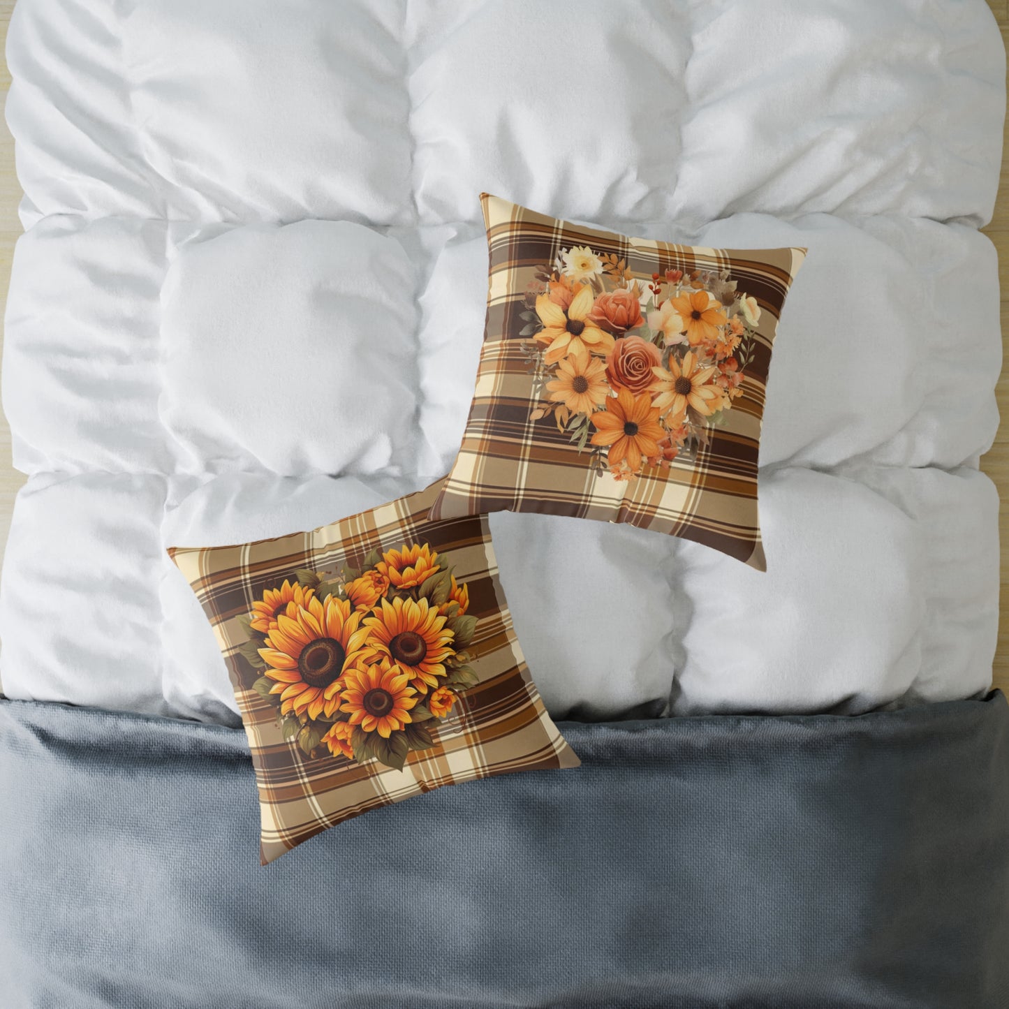 Fall Decor Square Poly Canvas Pillow, Beautiful Two-Sided Fall Decor Pillow for Home or Office, Stylish Fall Accent for Any Room