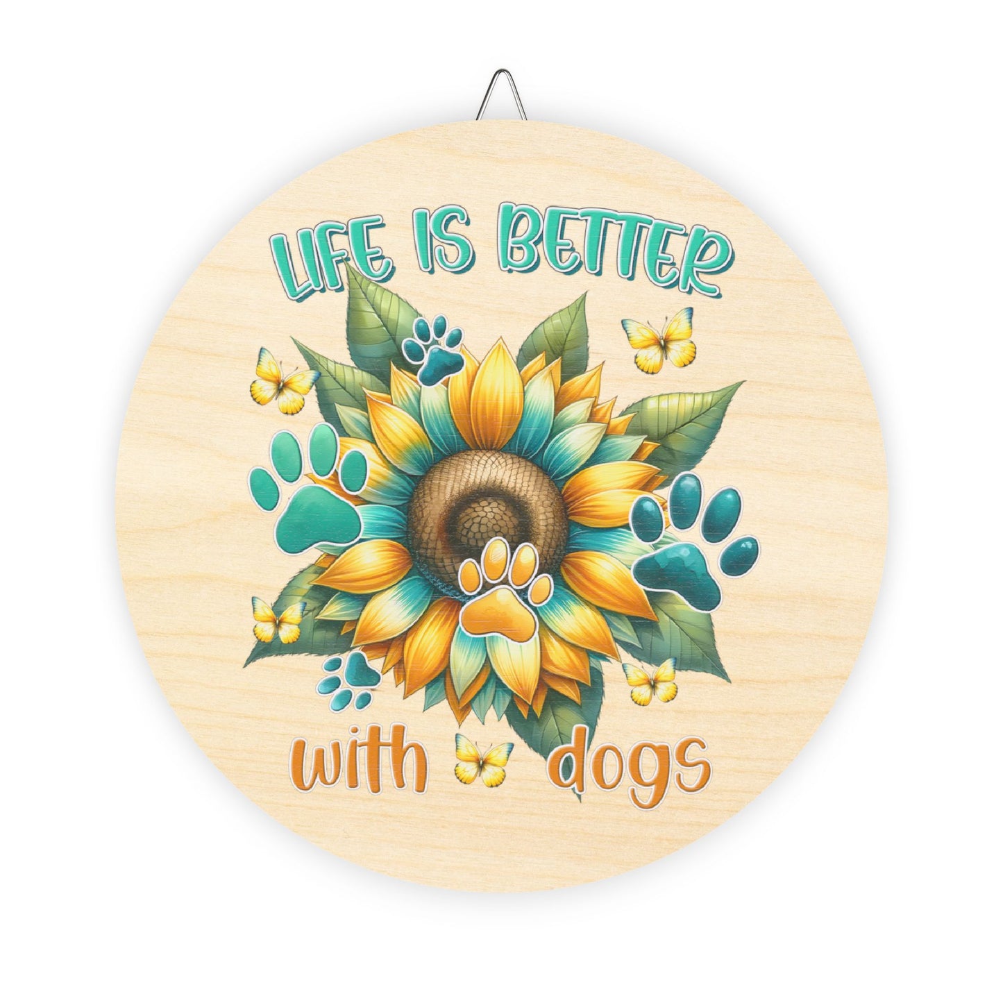 Rustic Charm Wood Signs - Dog Lovers Sunflower Home Office Decor Gift