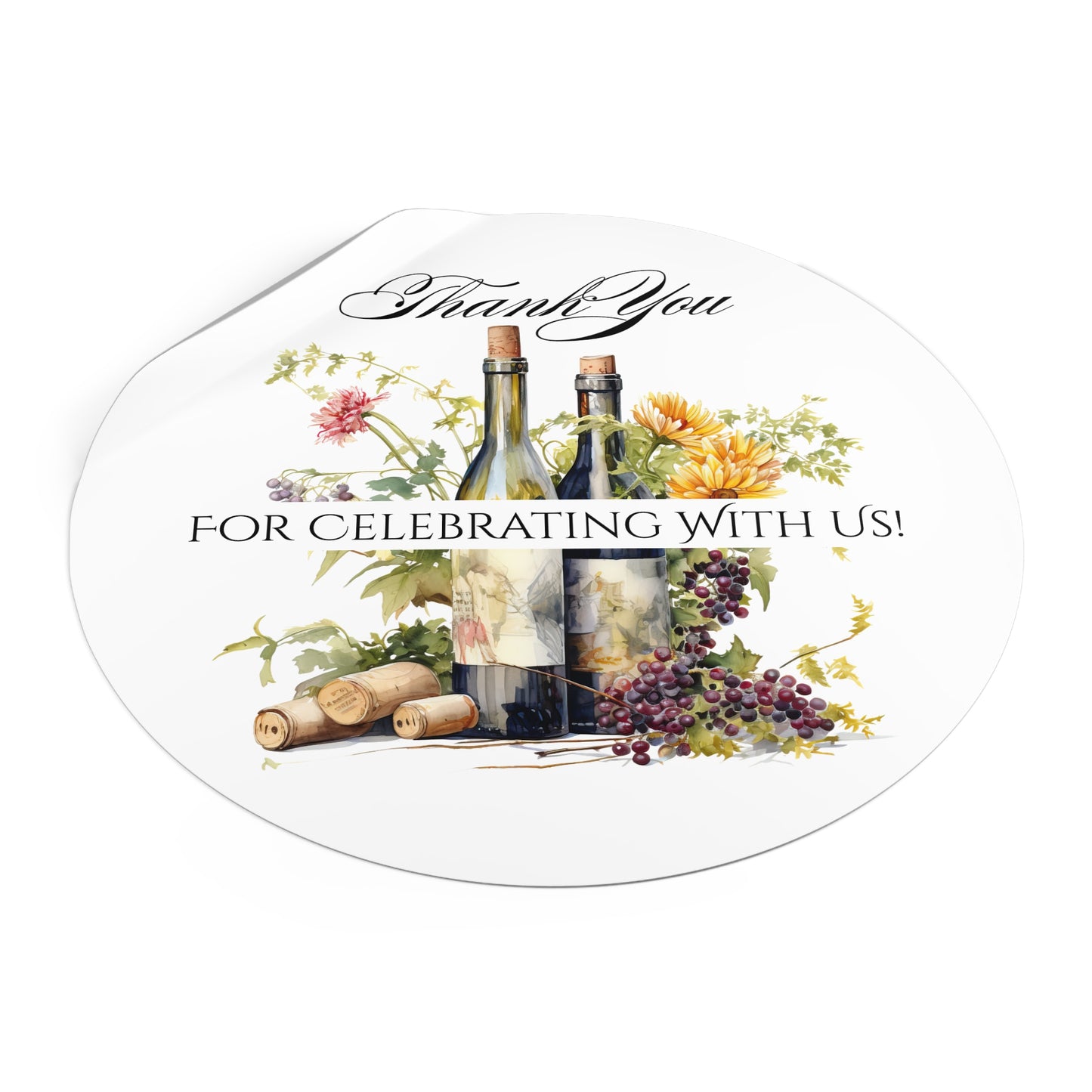 Custom Thank You Vinyl Stickers for Weddings, Party Favors, Engagements, Floral Design, Personalized Name Labels, Celebration Decal