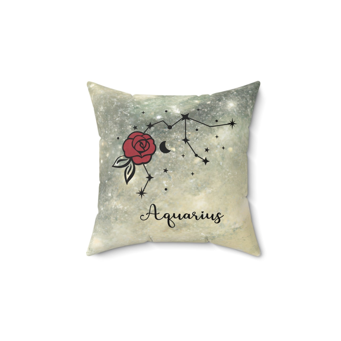 Astrology Rose Pillow - Zodiac Decor for Aquarius, Cosmic Home Accent, Unique Gift, Horoscope Decor, Celestial Cushion