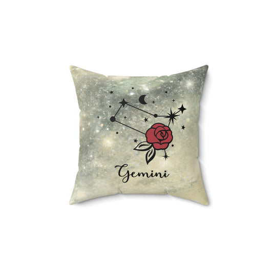 Gemini Zodiac Rose Pillow, Astrology Home Decor, Gift for Astrology Lovers, Star Sign Cushion, Cosy Decorative Pillow