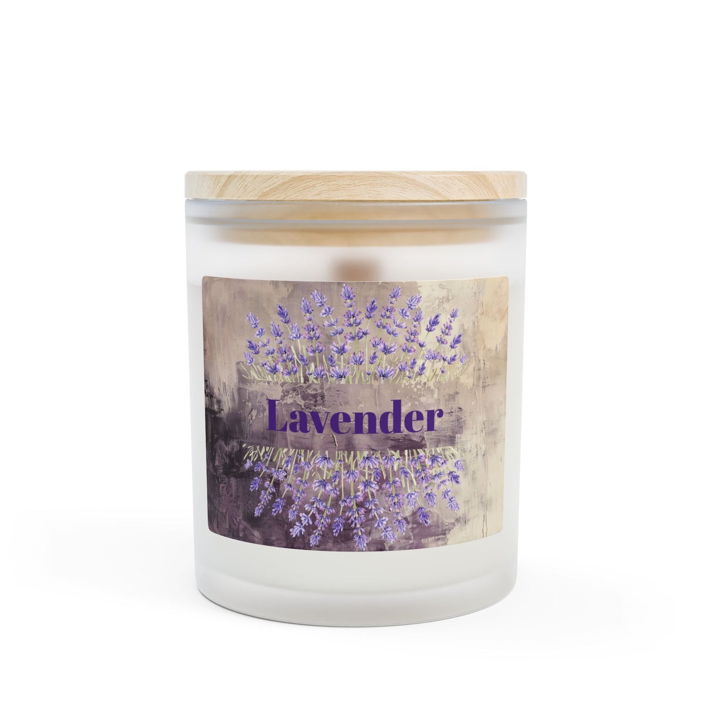 Vanilla Frosted Glass Candle – 11oz Scented Soy Candle with Wooden Lid