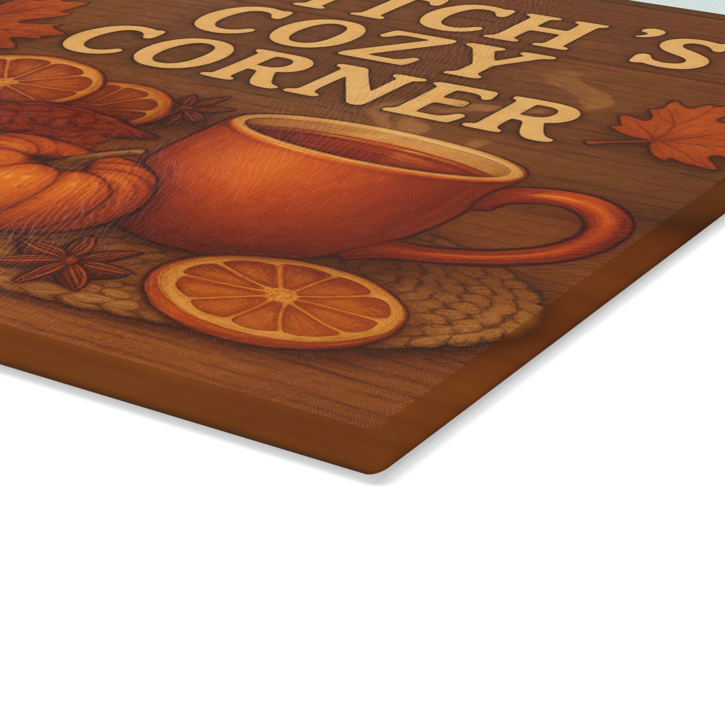 Autumn-Themed Glass Cutting Board - Witch's Cozy Corner