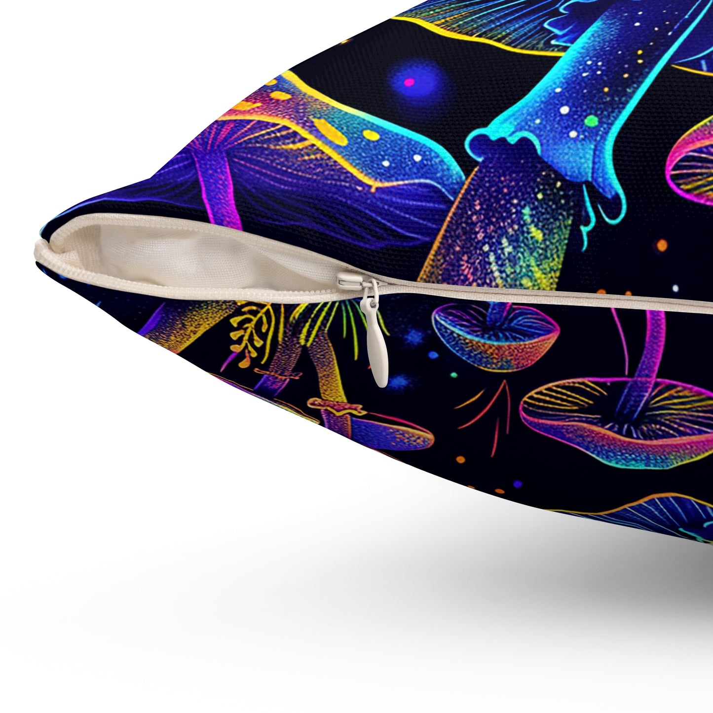 Decorative Spun Polyester Square Pillow, Stylish Mushroom Pattern with Eyes Decor for Home or Office, Great Gift Idea for Any Occasion for Anyone