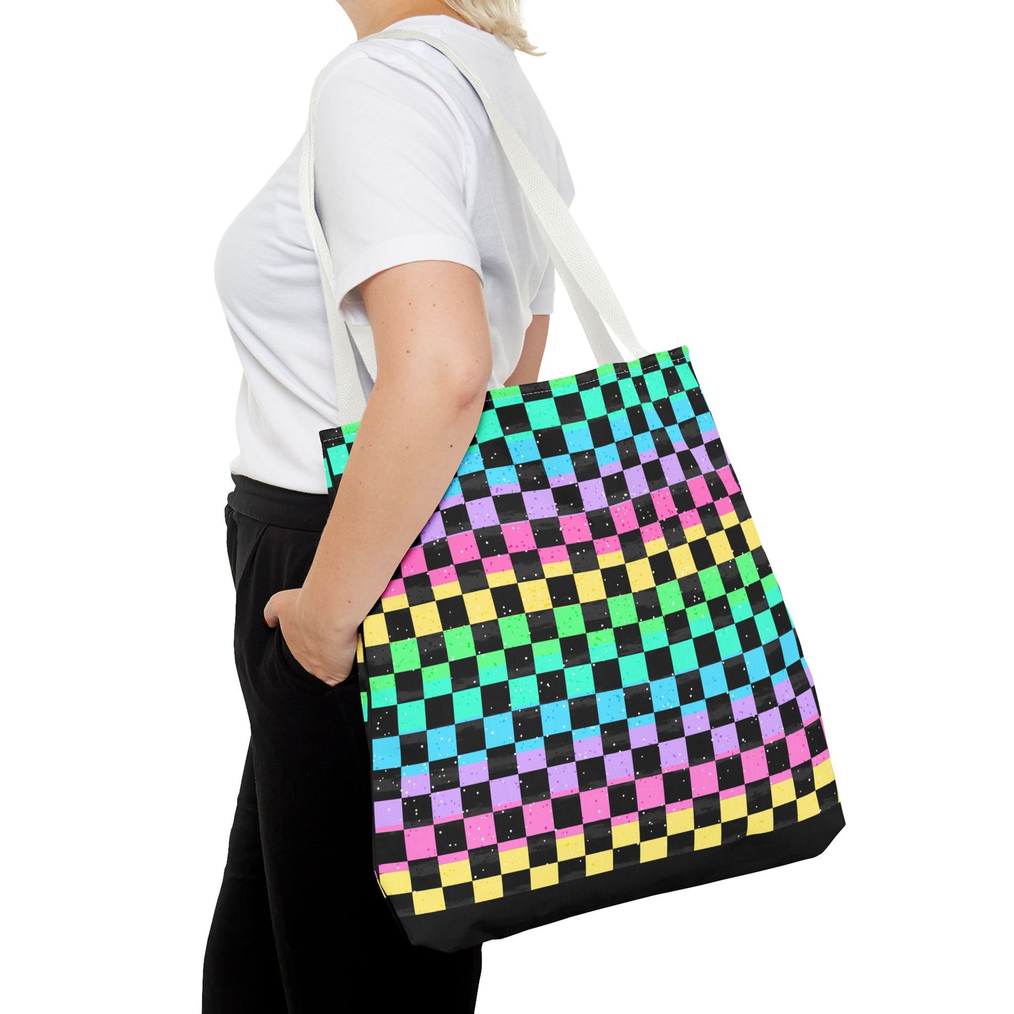 Colorful Checkerboard Tote Bag - Vibrant Reusable Shopping Bag, Eco-Friendly Gift, Summer Beach Accessory, Fashionable Everyday Tote
