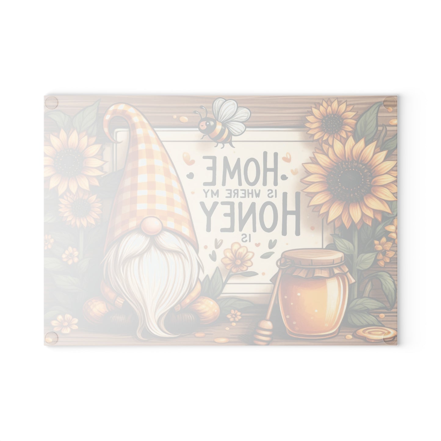 Home is Where My Honey Is Glass Cutting Board - Rustic Country Charm