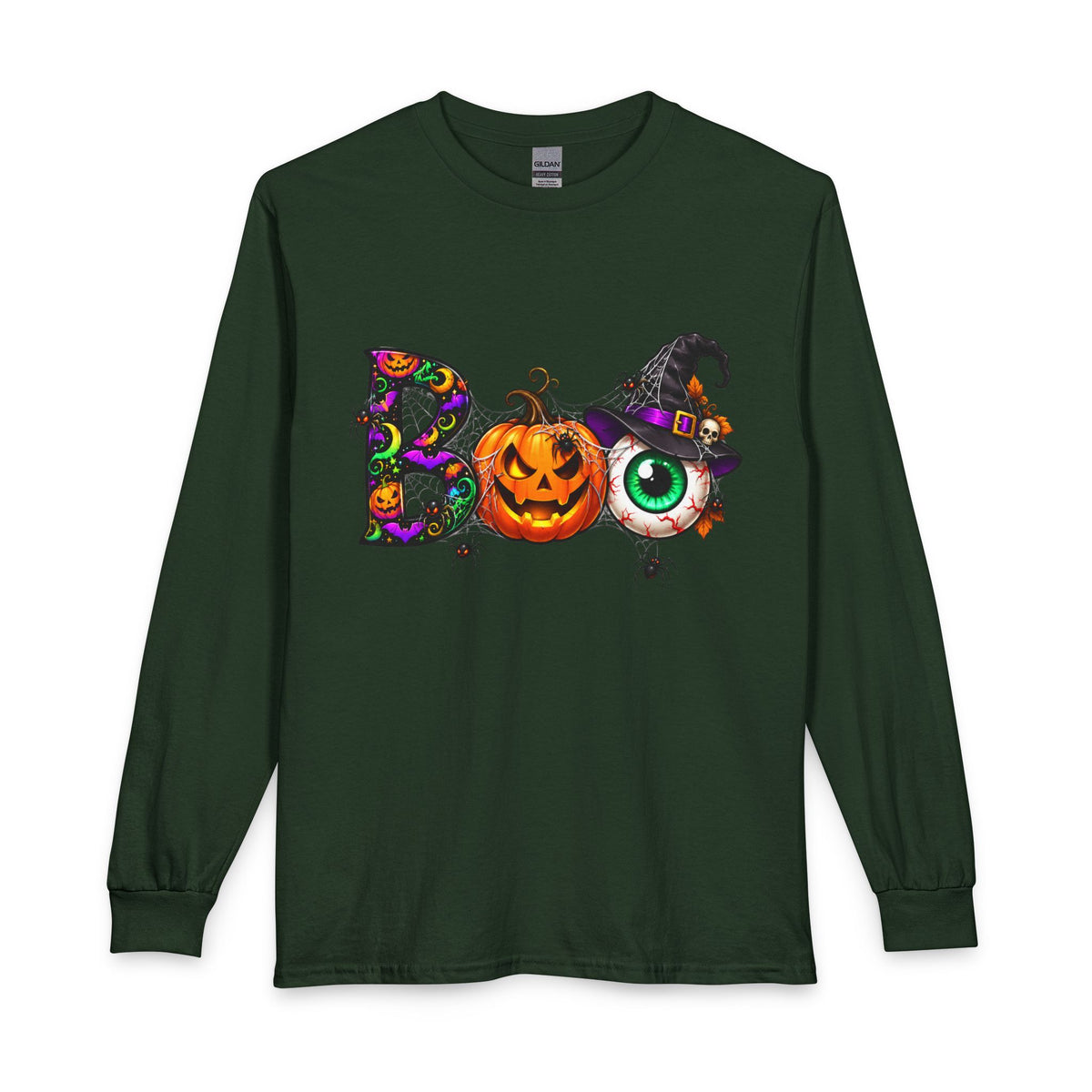 Halloween Boo Pumpkin and Witch Hat Long Sleeve T-Shirt