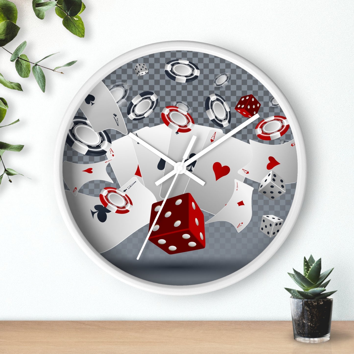 Poker Wall Clock - Game Room Man Cave Decor Gift