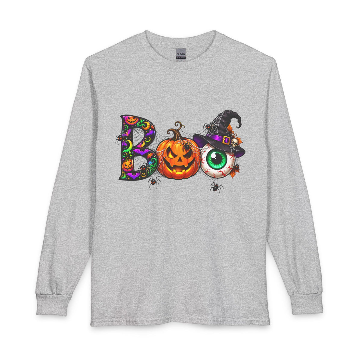 Halloween Boo Pumpkin and Witch Hat Long Sleeve T-Shirt