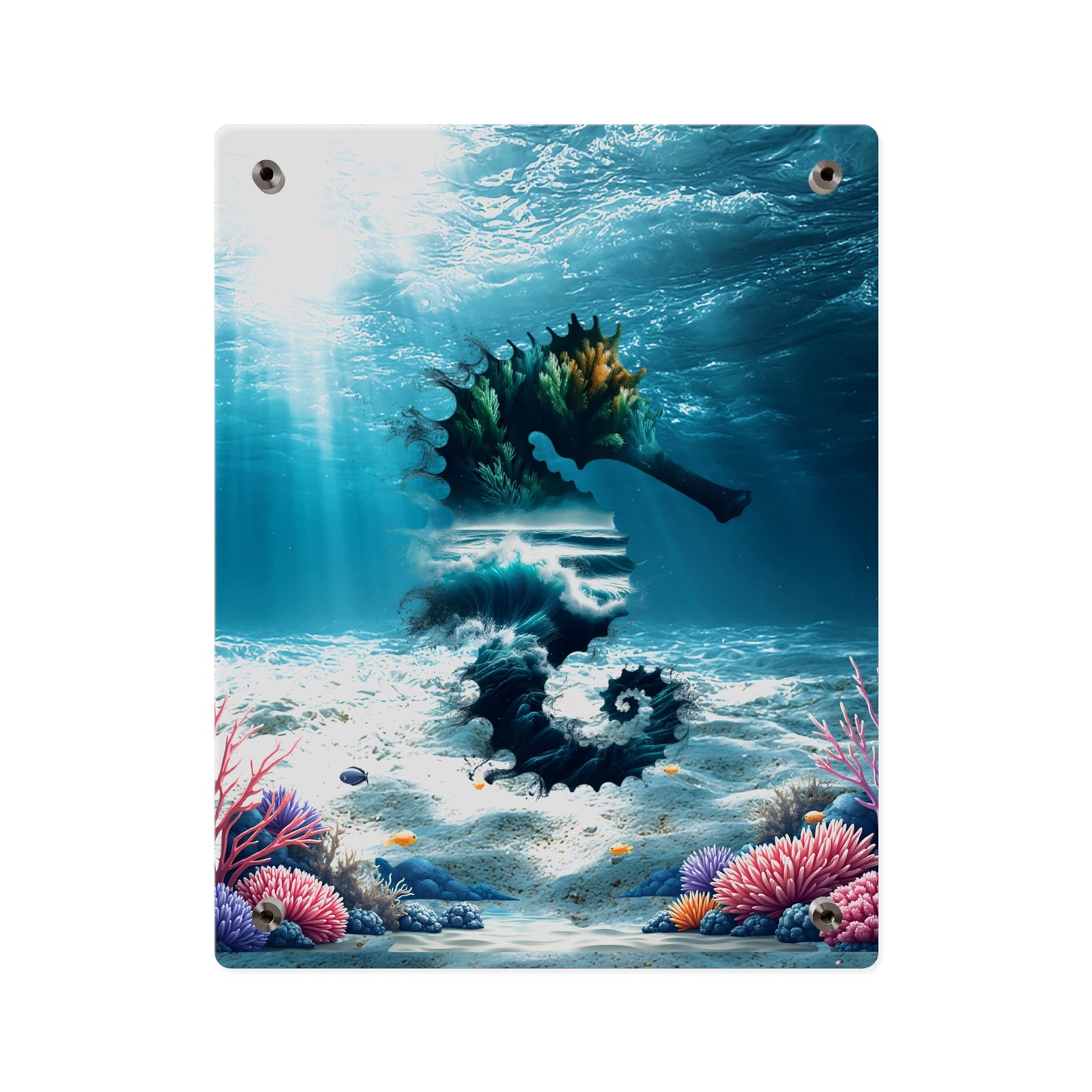 Acrylic Wall Art Panel — Underwater Seahorse Ocean Scene Panel