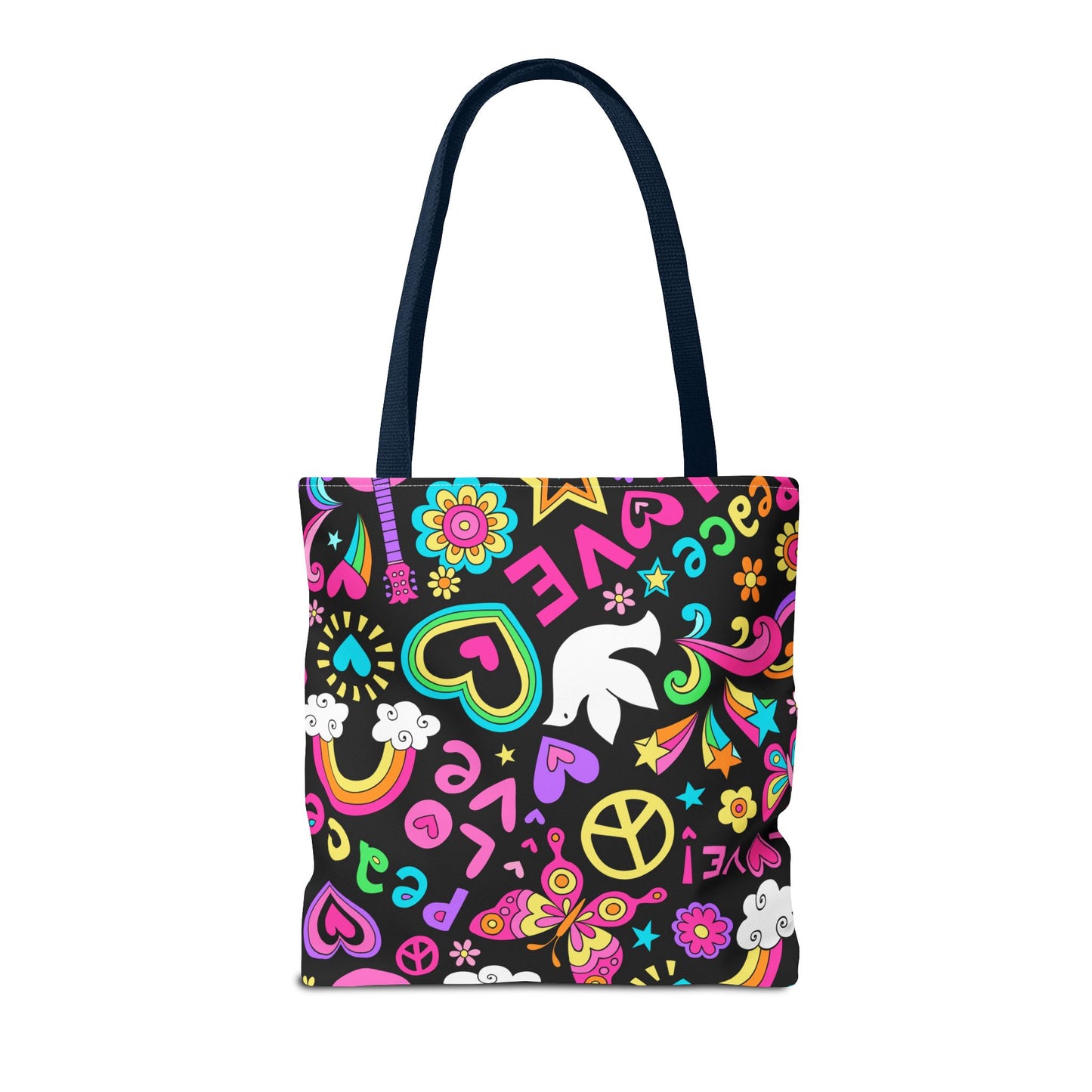 Fashionable Tote Bag (AOP), Stylish, Peace Lovers, Hippie Theme, Great Gift Idea for Birthdays, Holidays or Any Occasion for Anyone