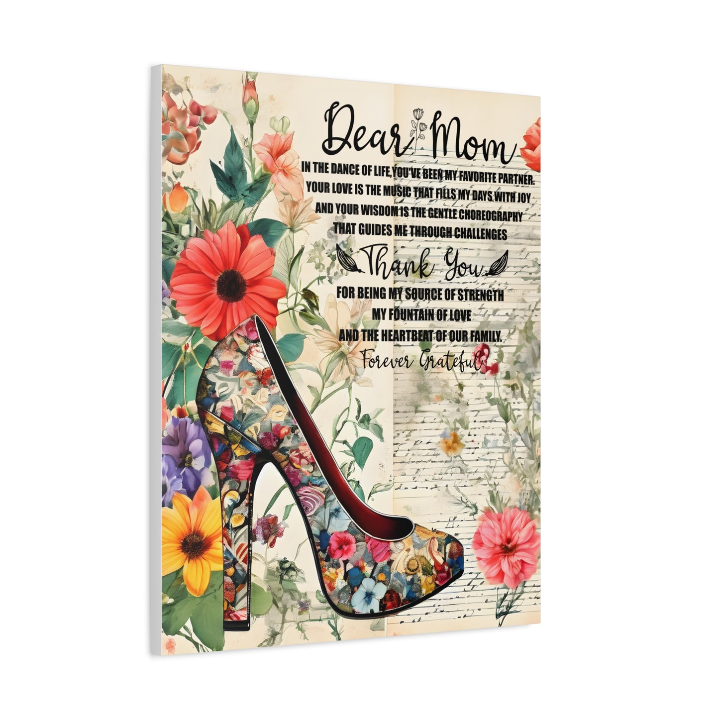 Inspirational Floral Canvas Wall Art for Mom - Perfect Gift for Mother's Day