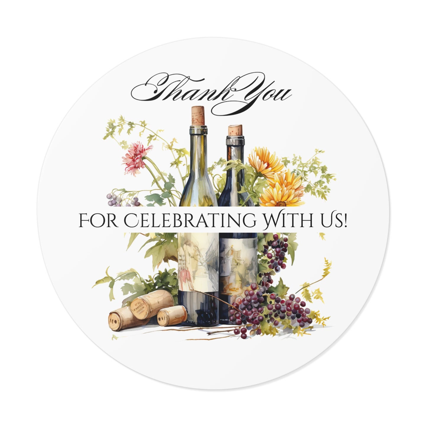 Custom Thank You Vinyl Stickers for Weddings, Party Favors, Engagements, Floral Design, Personalized Name Labels, Celebration Decal