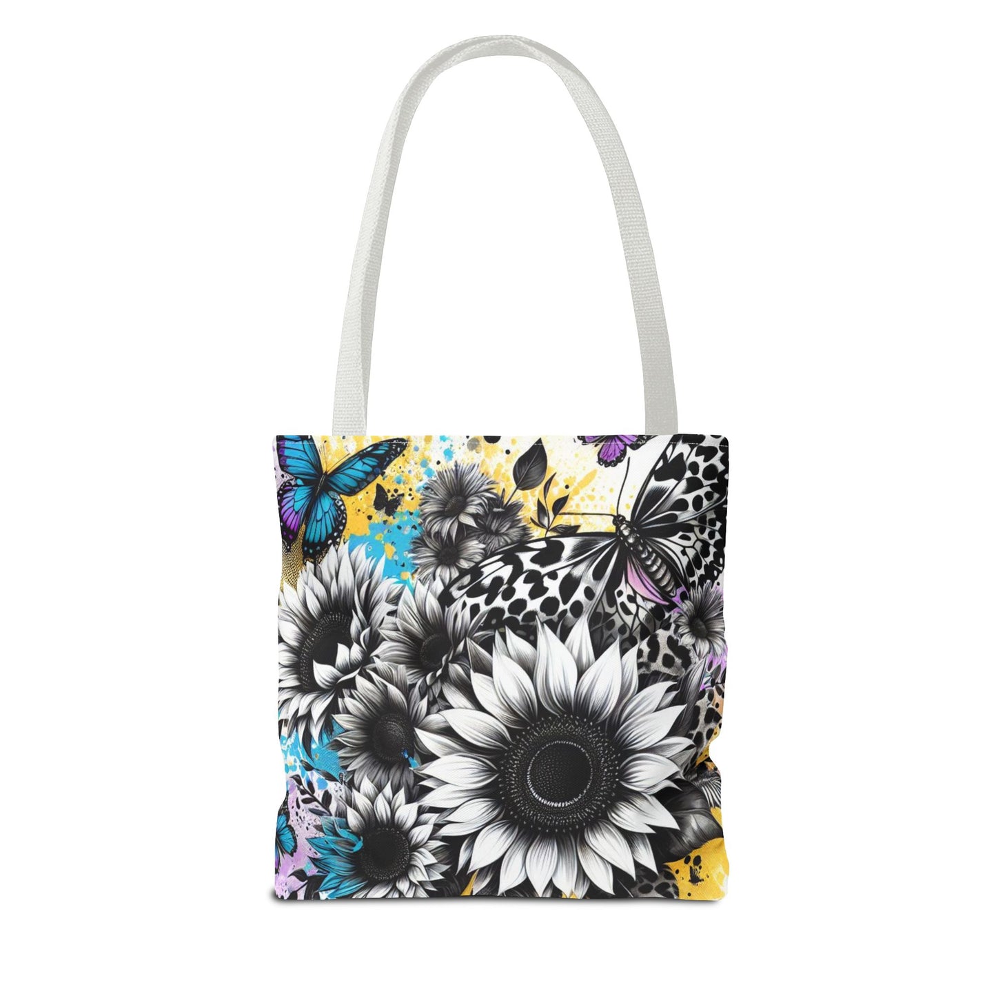 Sunflower & Butterflies Tote Bag — Color Splash Floral All-Over Print