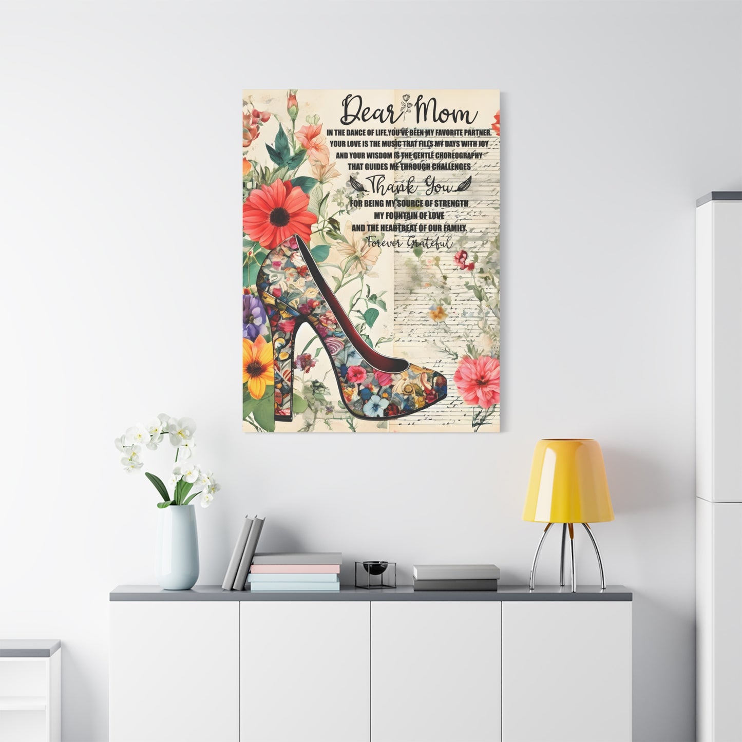 Inspirational Floral Canvas Wall Art for Mom - Perfect Gift for Mother's Day