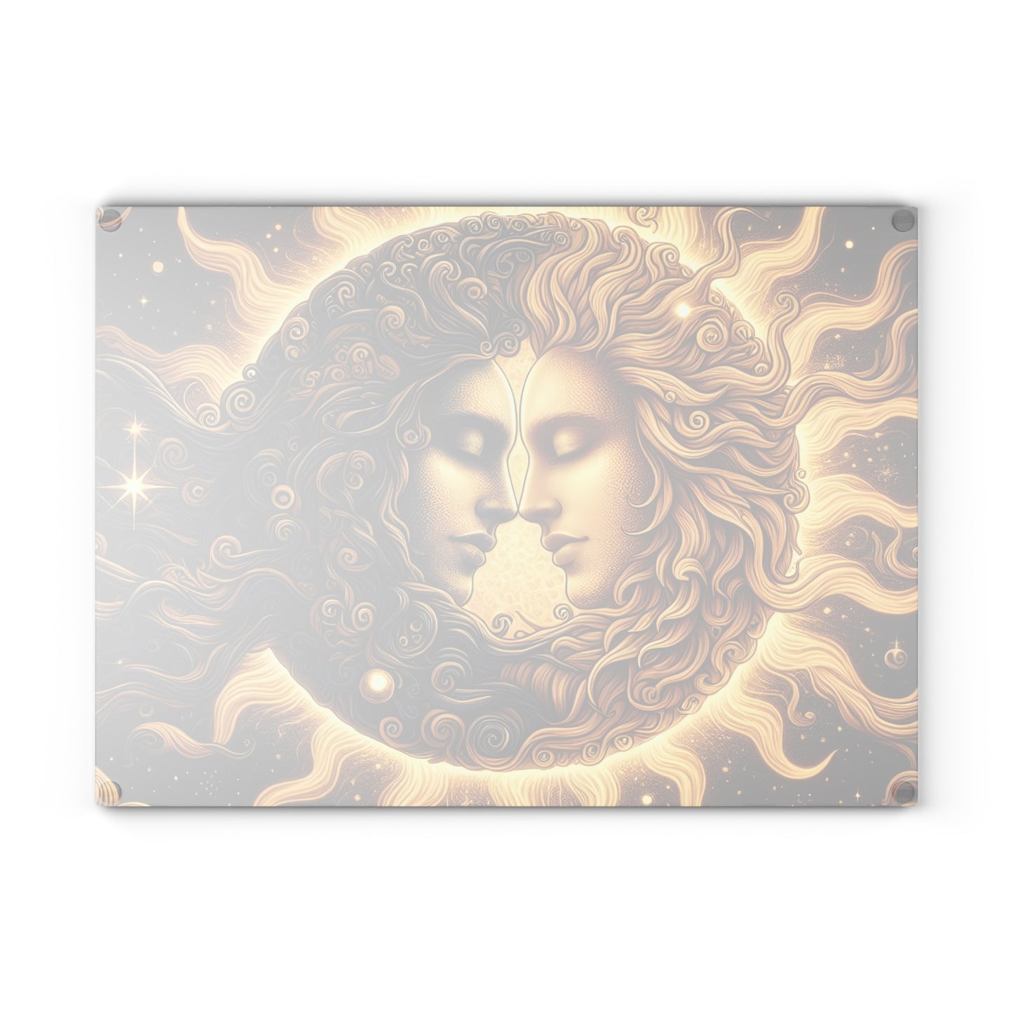 Celestial Sun & Moon Glass Cutting Board