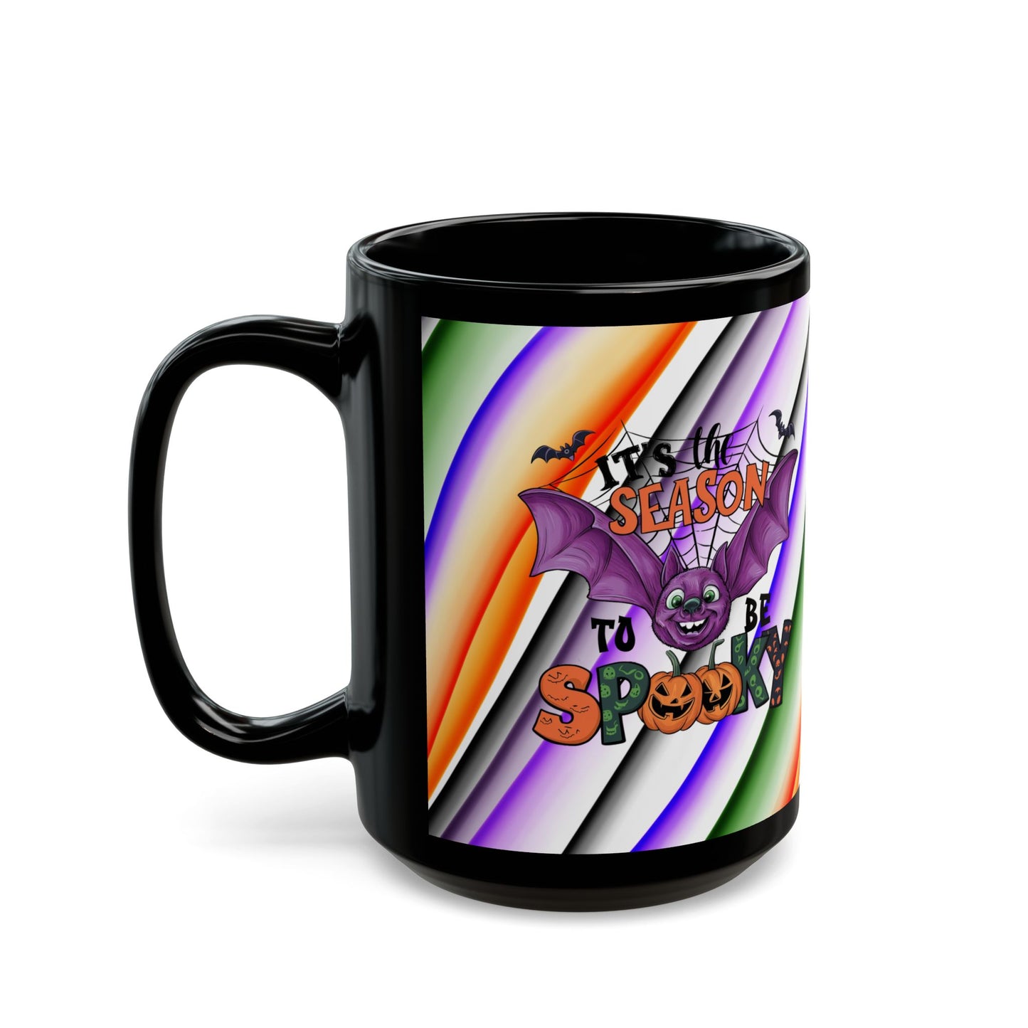 Halloween Theme Black Mug (11oz, 15oz), Cute Halloween Expession, Halloween Lovers, Coffee, Tea, Hot Chocolate Lovers, Festive Gift Idea